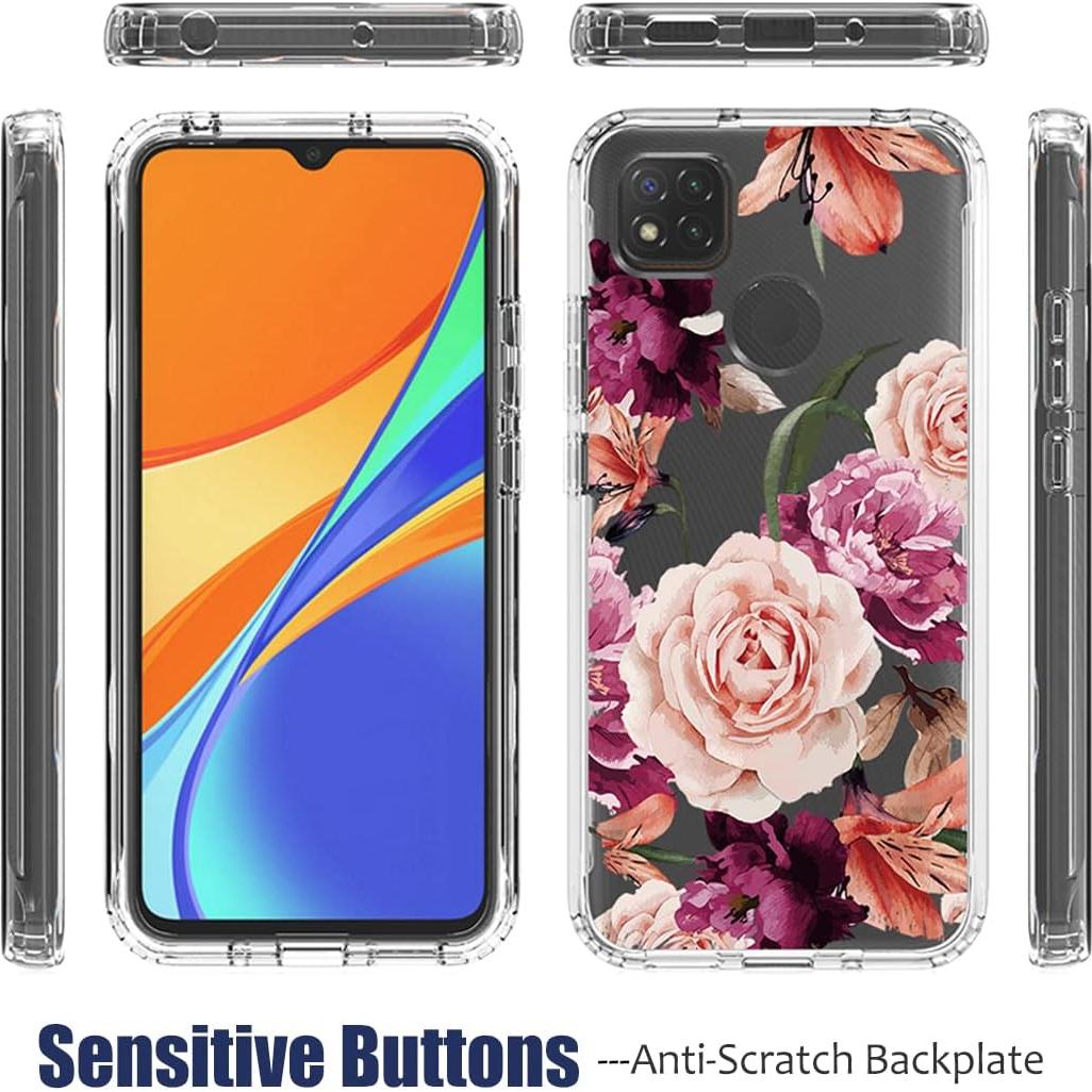 Funda Bumper Floral para Xiaomi Redmi 9C/10A/9 Activ con Protector