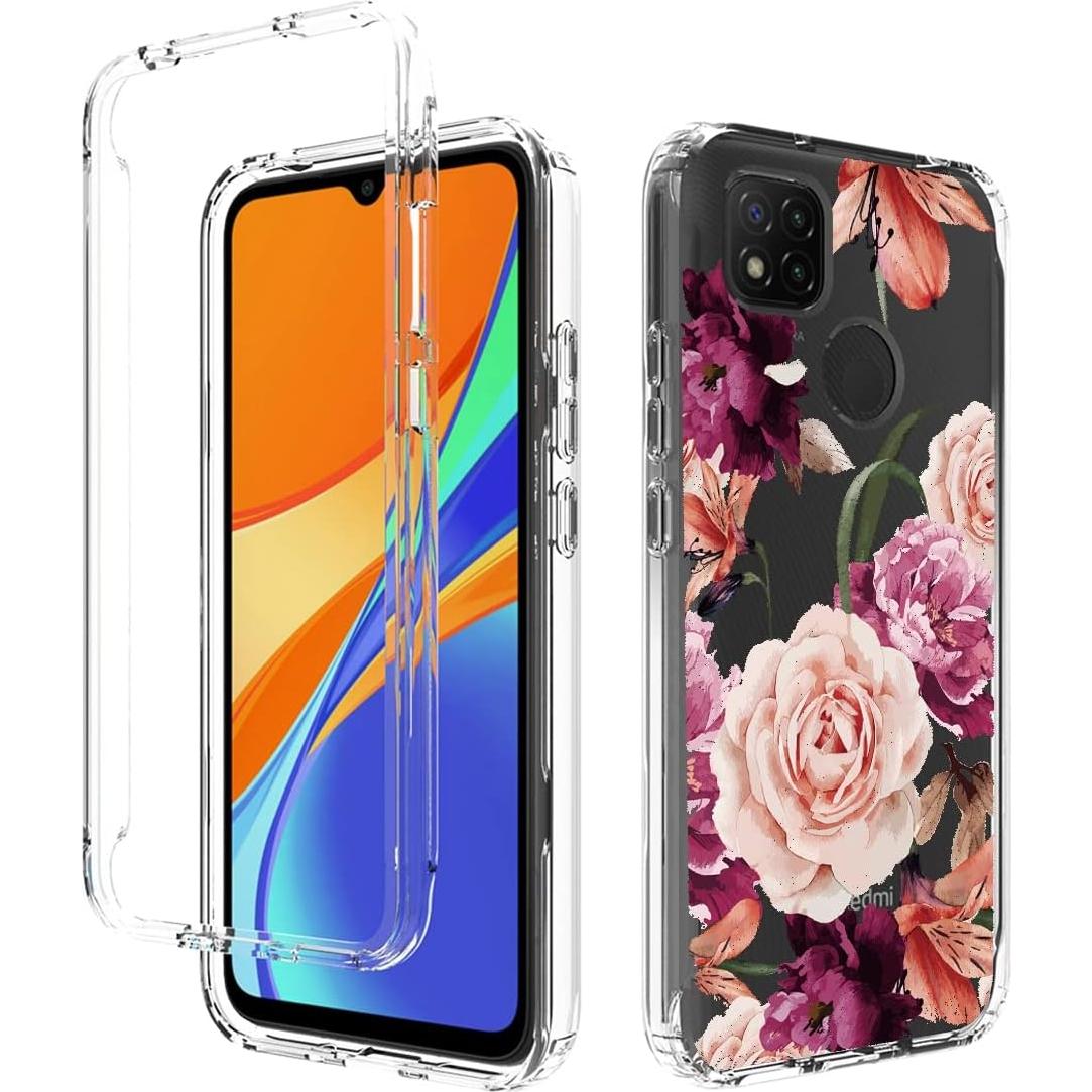 Funda Bumper Floral para Xiaomi Redmi 9C/10A/9 Activ con Protector