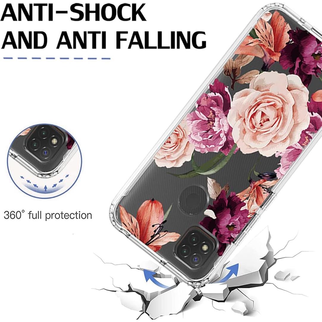 Funda Bumper Floral para Xiaomi Redmi 9C/10A/9 Activ con Protector