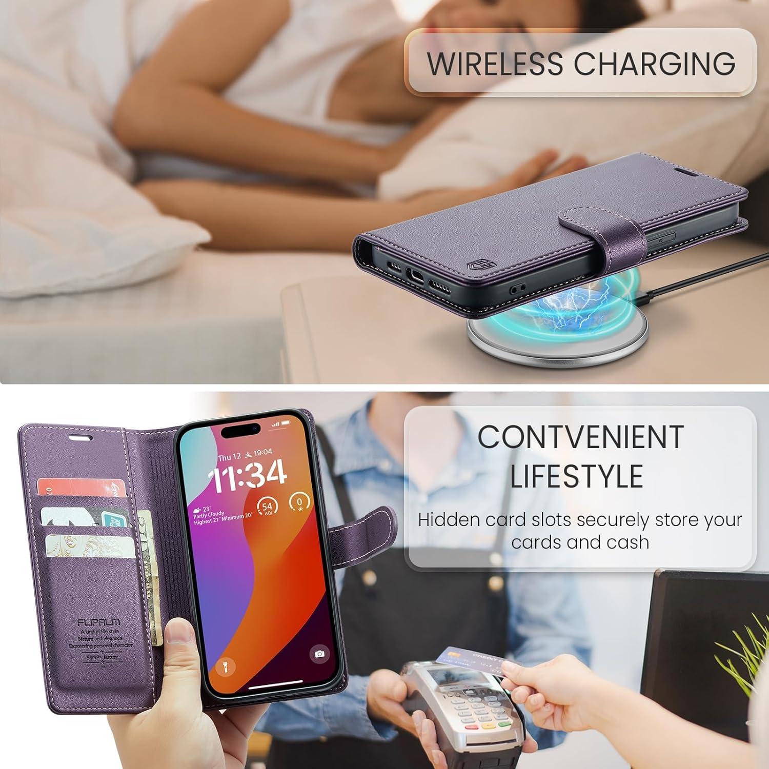 Funda de Cartera FLIPALM para iPhone 16 Pro Max - Púrpura