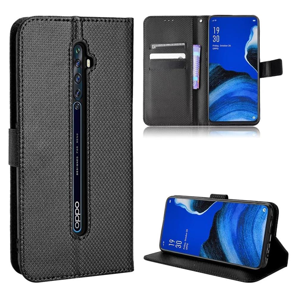 Funda Flip de Cuero PU para Oppo Reno2 Z y 2F Negra