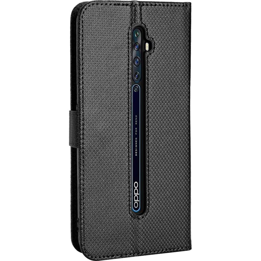 Funda Flip de Cuero PU para Oppo Reno2 Z y 2F Negra