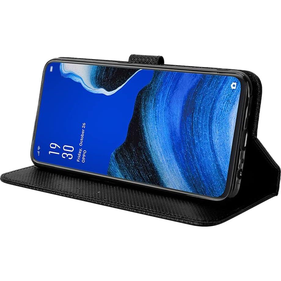 Funda Flip de Cuero PU para Oppo Reno2 Z y 2F Negra