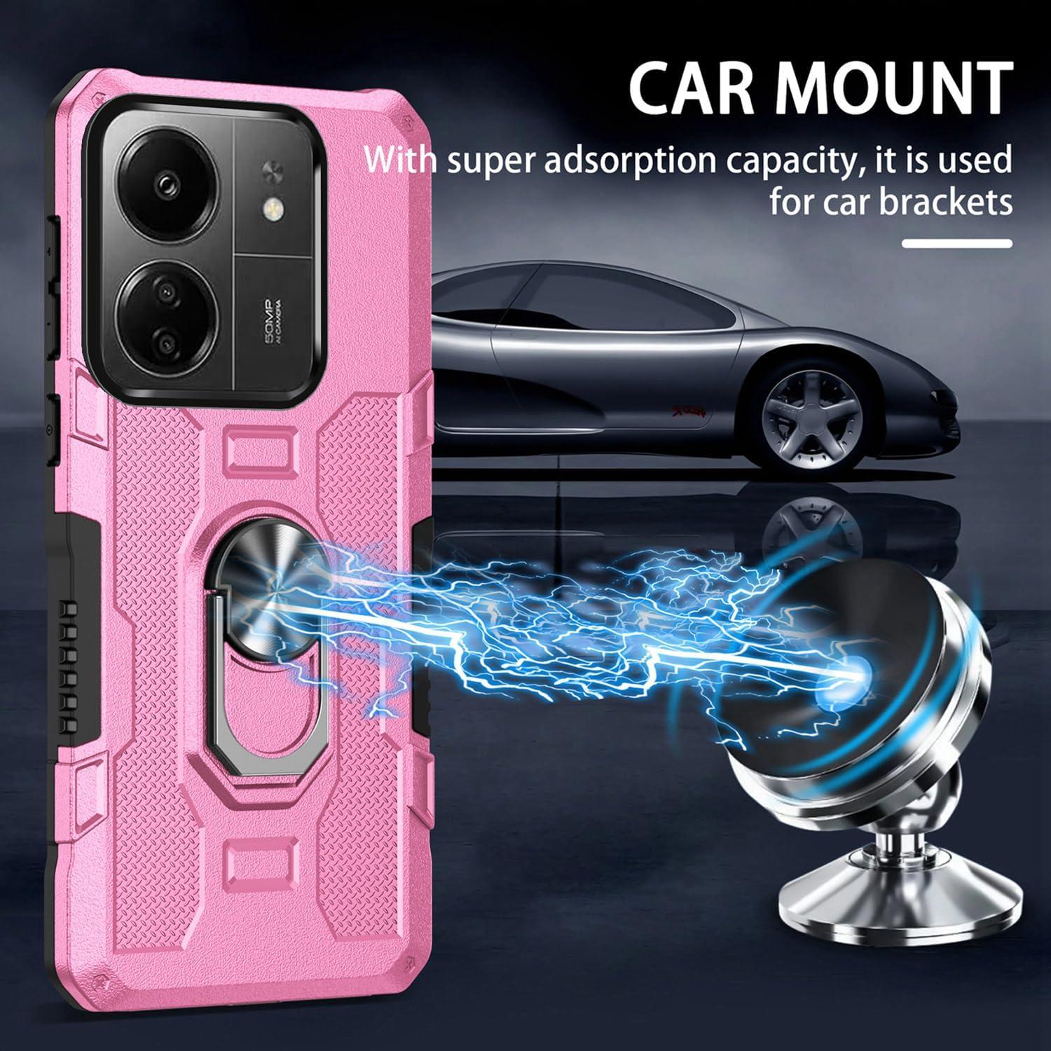 Funda para Xiaomi Redmi 13C 4G/Poco C65 Rosa con Protector
