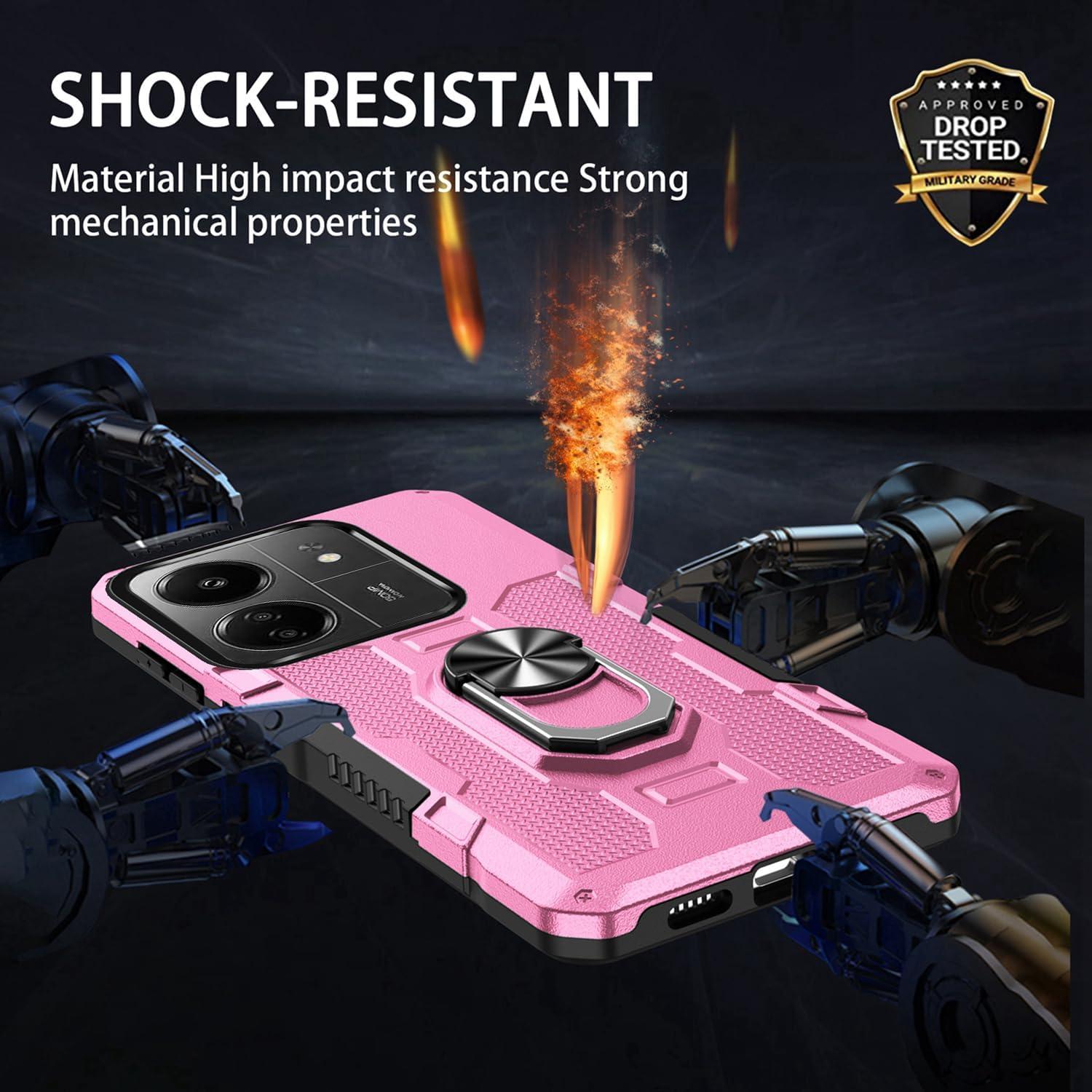 Funda para Xiaomi Redmi 13C 4G/Poco C65 Rosa con Protector