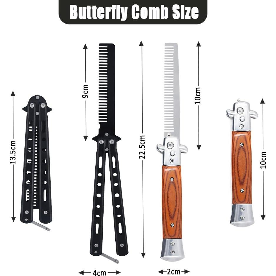 Peines Automáticos Plegables Canumer - Acero Inoxidable, 2 Piezas