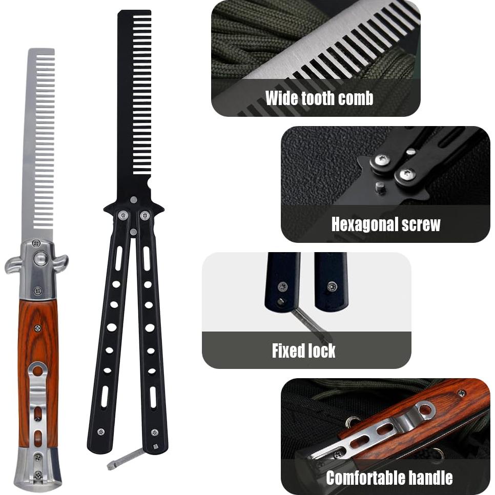 Peines Automáticos Plegables Canumer - Acero Inoxidable, 2 Piezas