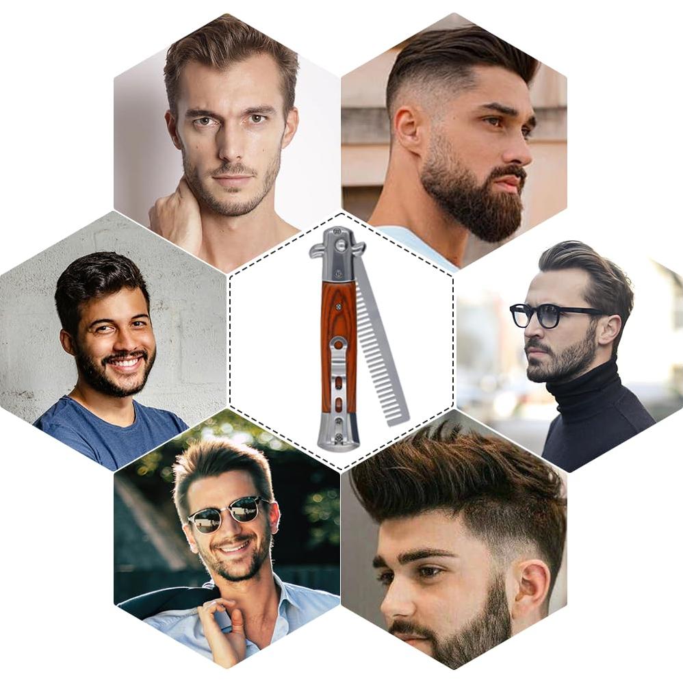 Peines Automáticos Plegables Canumer - Acero Inoxidable, 2 Piezas