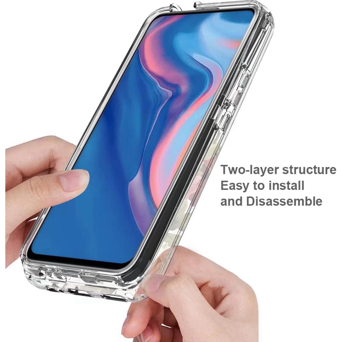 Funda Huawei Y9 Prime 2019 con Protector Vidrio Templado Floral