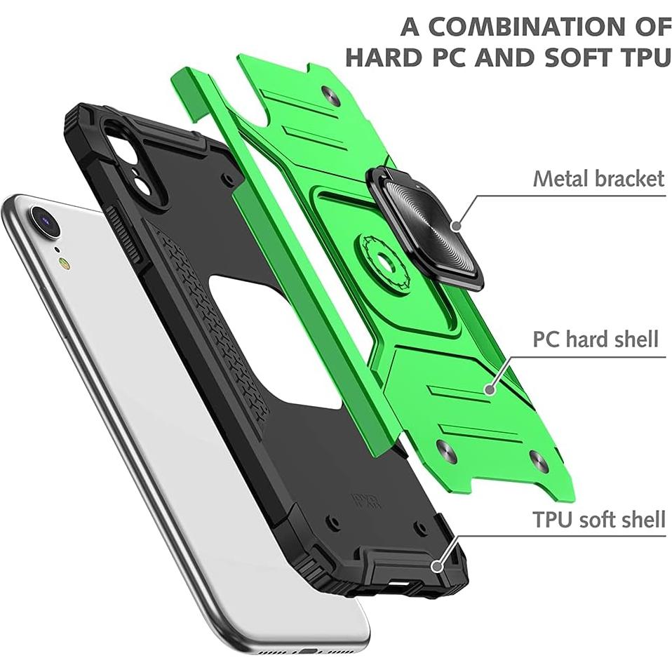 Funda Protectora HNHYGETE para iPhone XR con Soporte 360° Verde