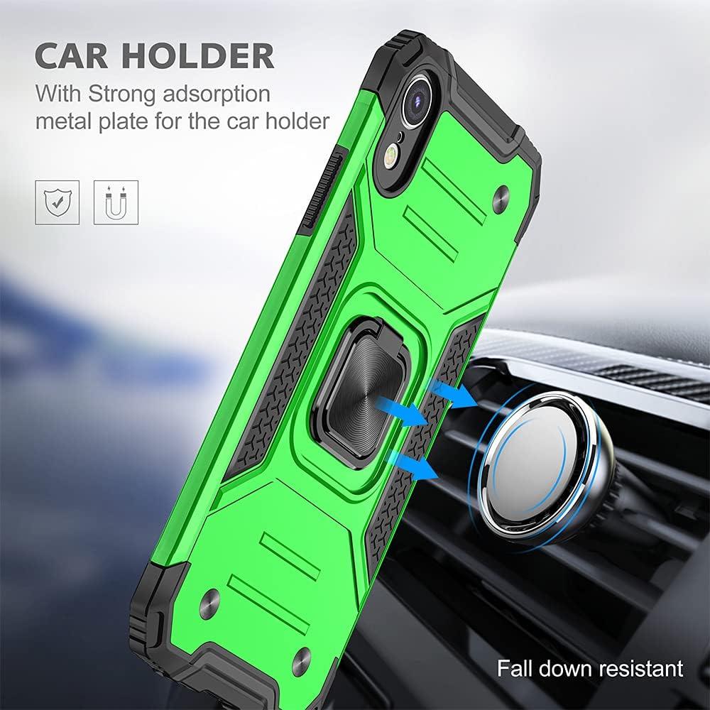 Funda Protectora HNHYGETE para iPhone XR con Soporte 360° Verde
