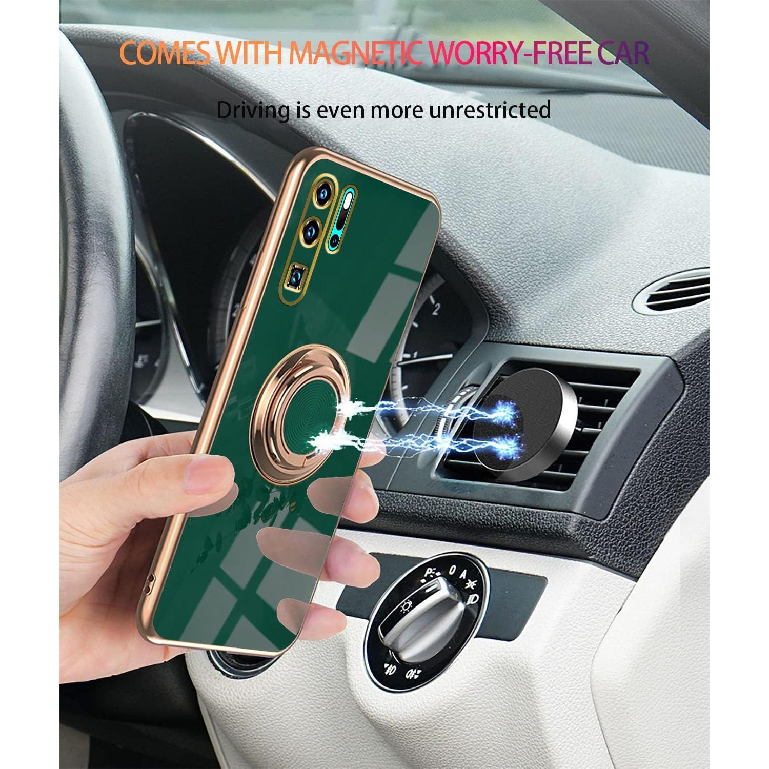 Funda de Silicona TPU Huawei P30 Pro Verde Oscuro con Soporte Magnético