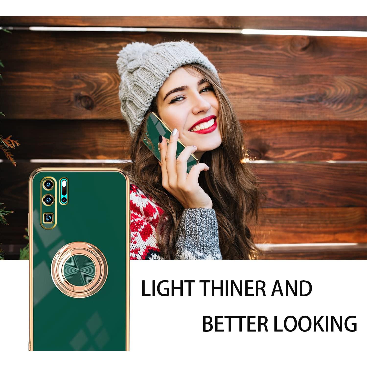 Funda de Silicona TPU Huawei P30 Pro Verde Oscuro con Soporte Magnético