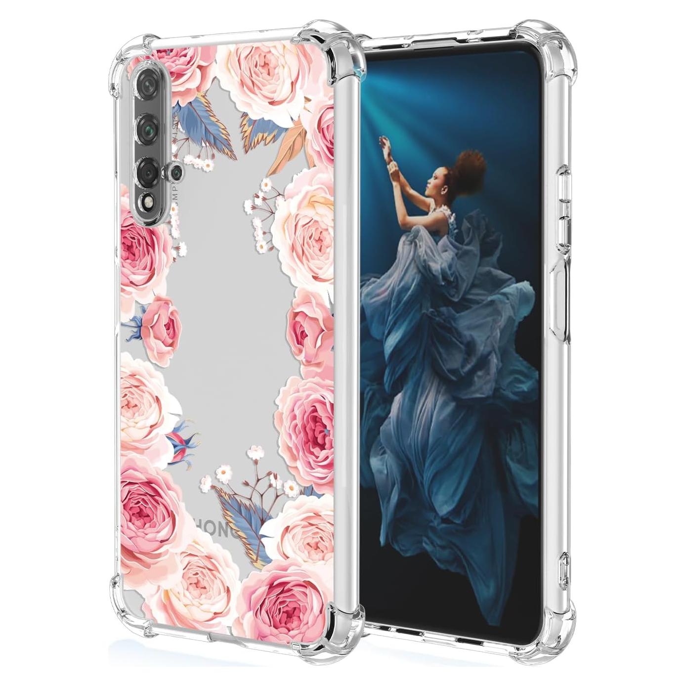 Funda TPU Floral Rosa para Huawei Nova 5T Honor 20 - Antigolpes