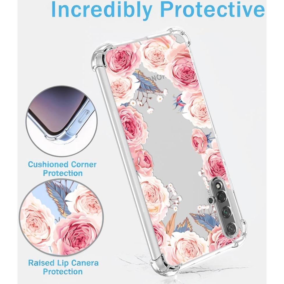 Funda TPU Floral Rosa para Huawei Nova 5T Honor 20 - Antigolpes