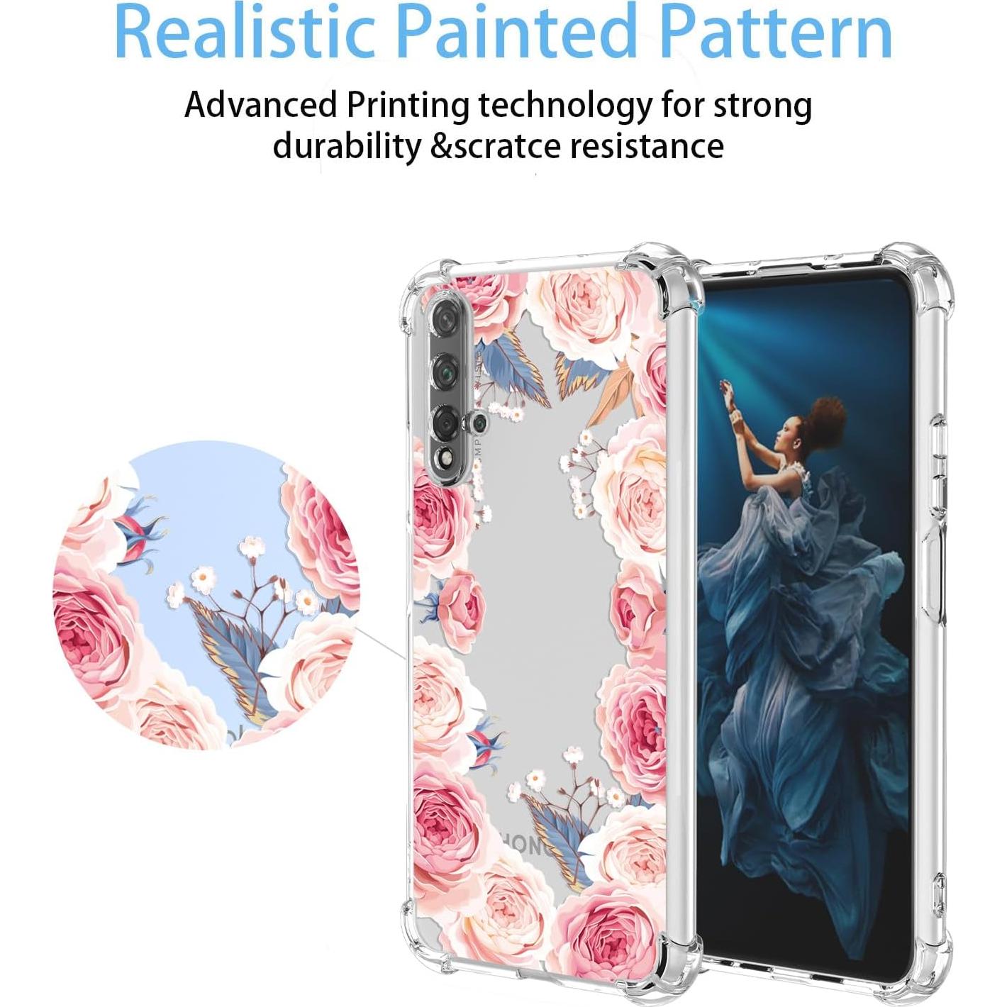 Funda TPU Floral Rosa para Huawei Nova 5T Honor 20 - Antigolpes