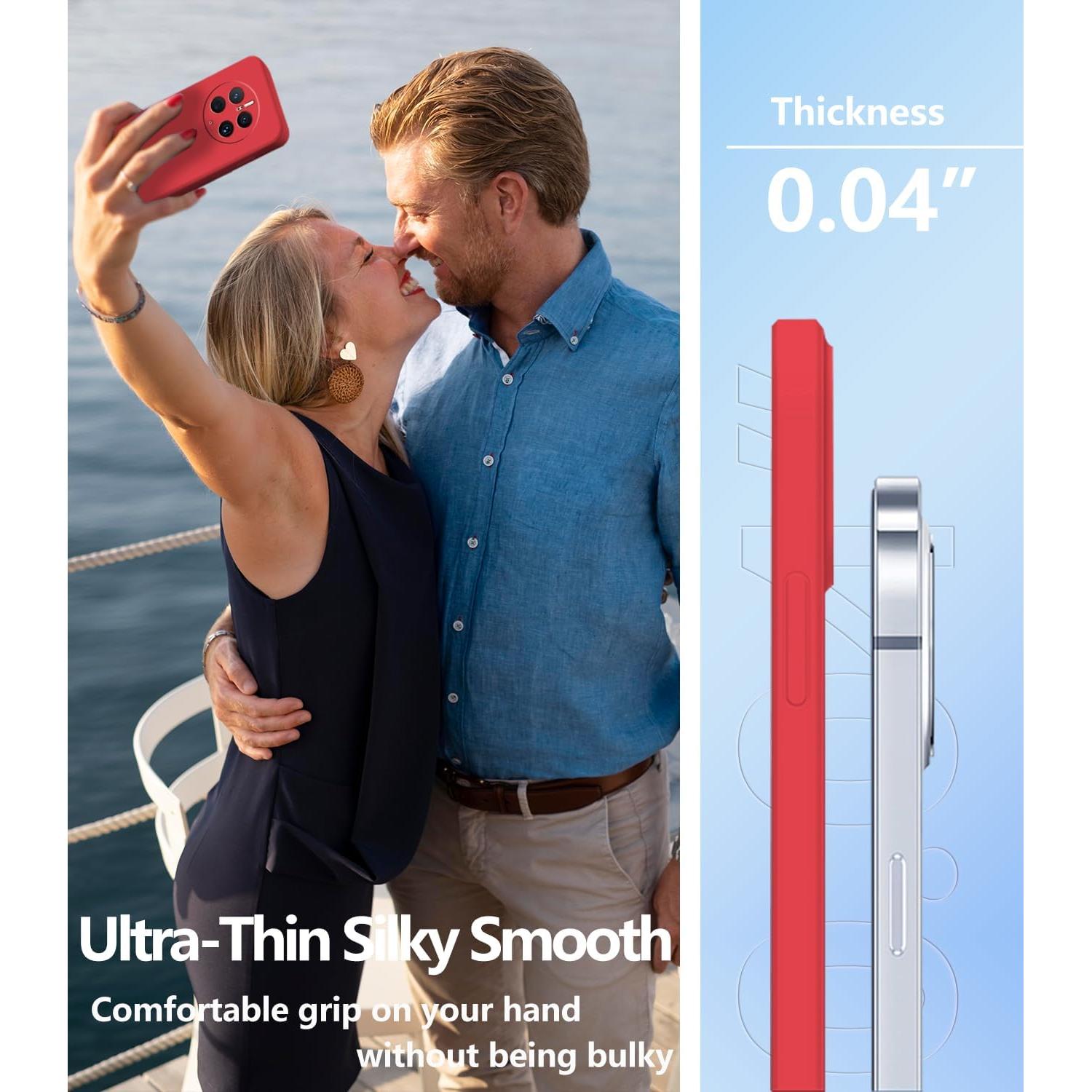 Funda de Silicona Huawei Mate 50 Pro - Rojo, Delgada y Suave