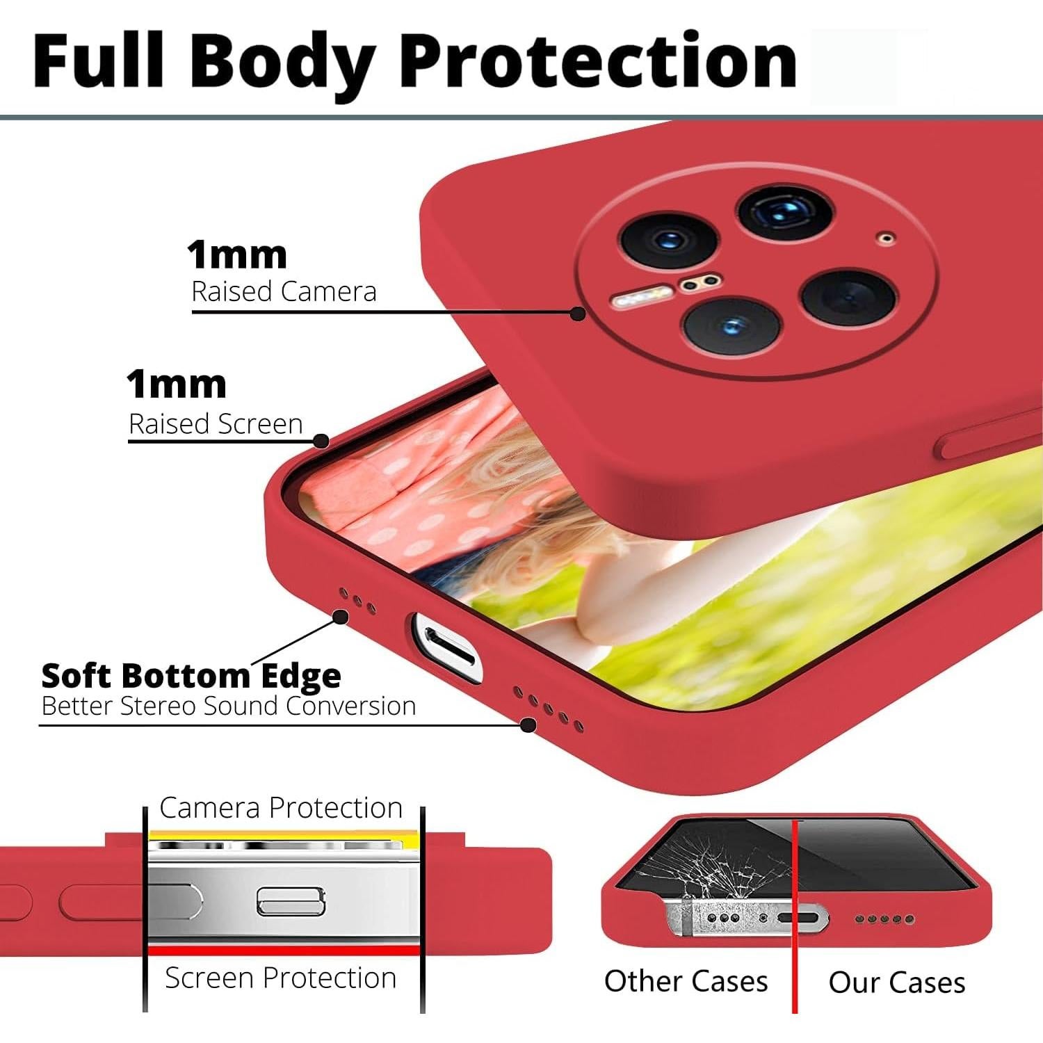 Funda de Silicona Huawei Mate 50 Pro - Rojo, Delgada y Suave