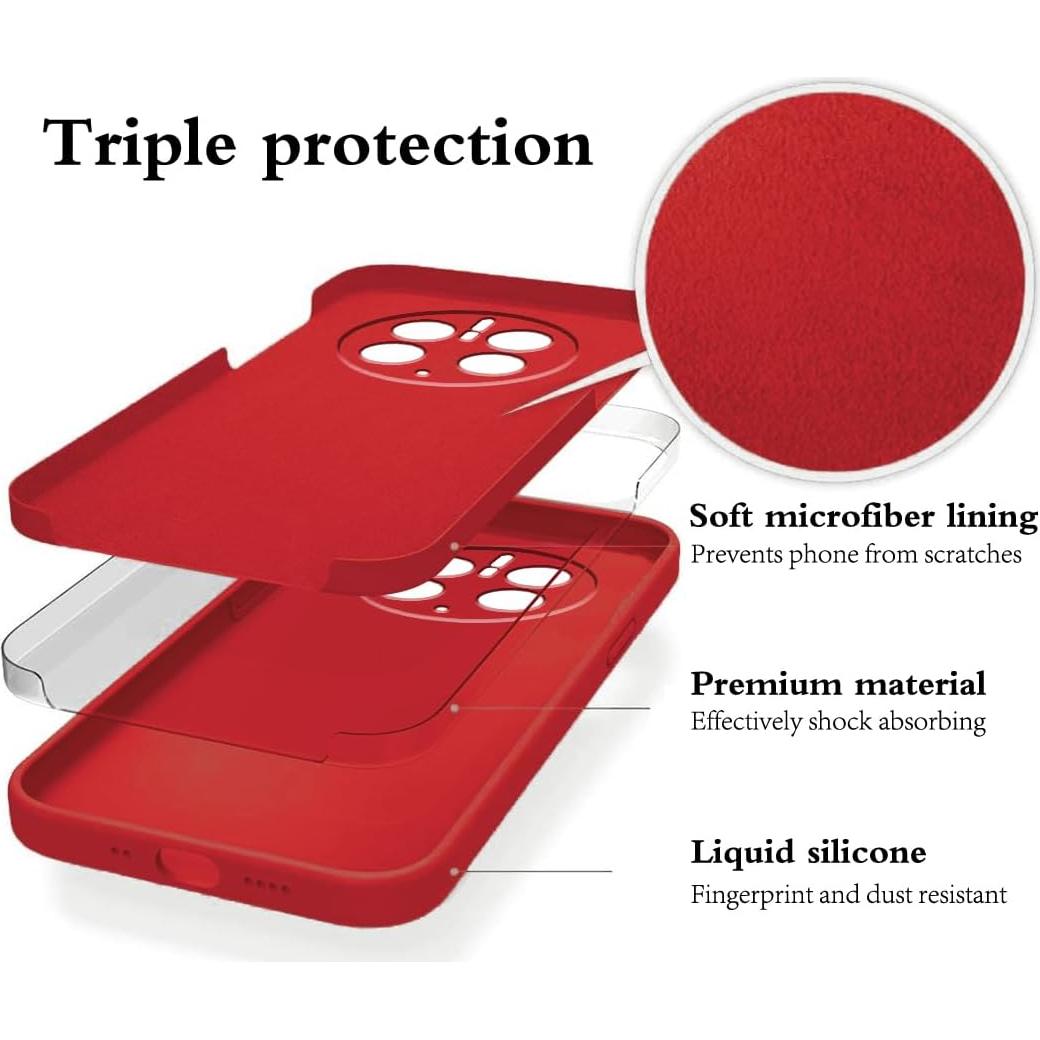 Funda de Silicona Huawei Mate 50 Pro - Rojo, Delgada y Suave