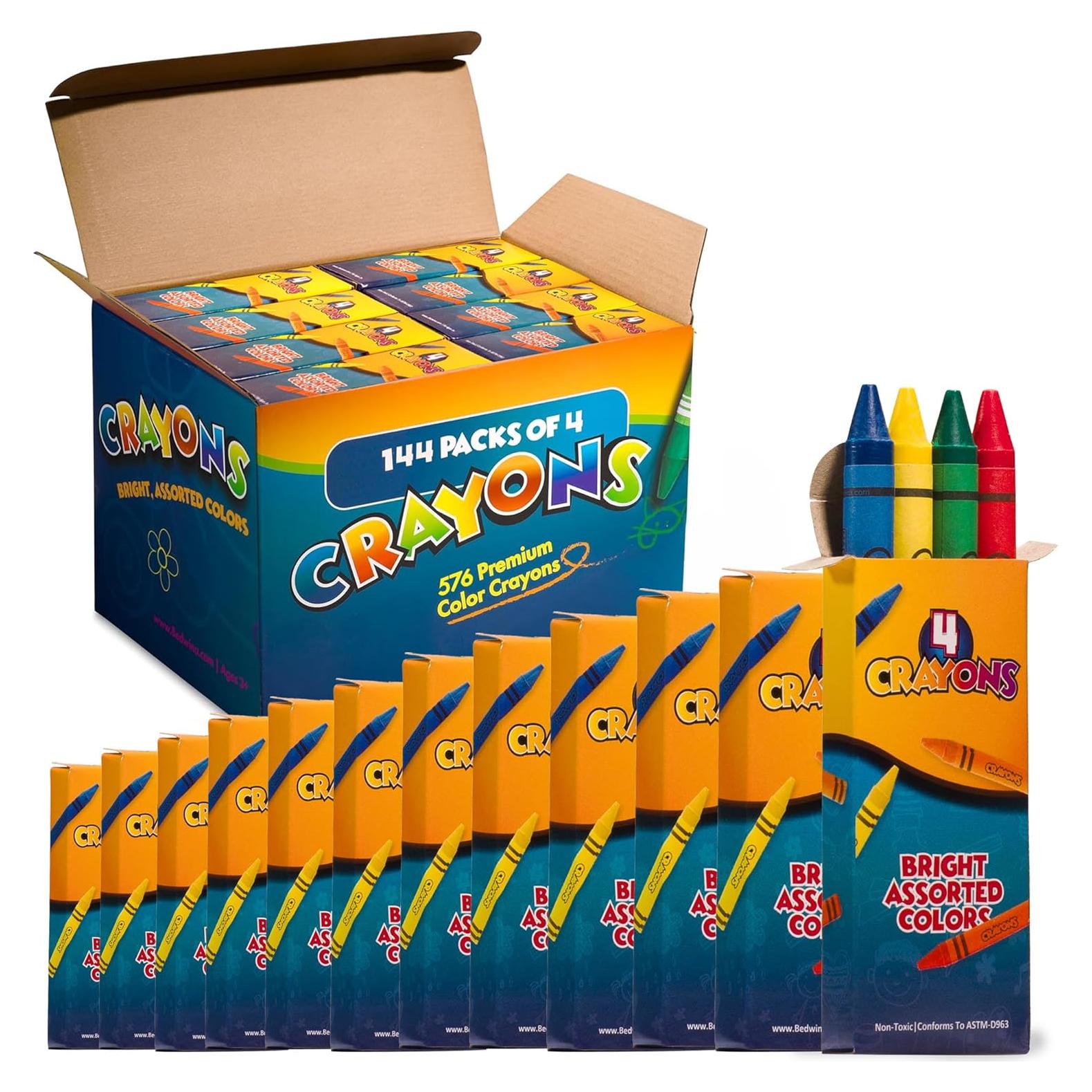 Crayones Bedwina 576 unidades - 144 paquetes de 4 colores