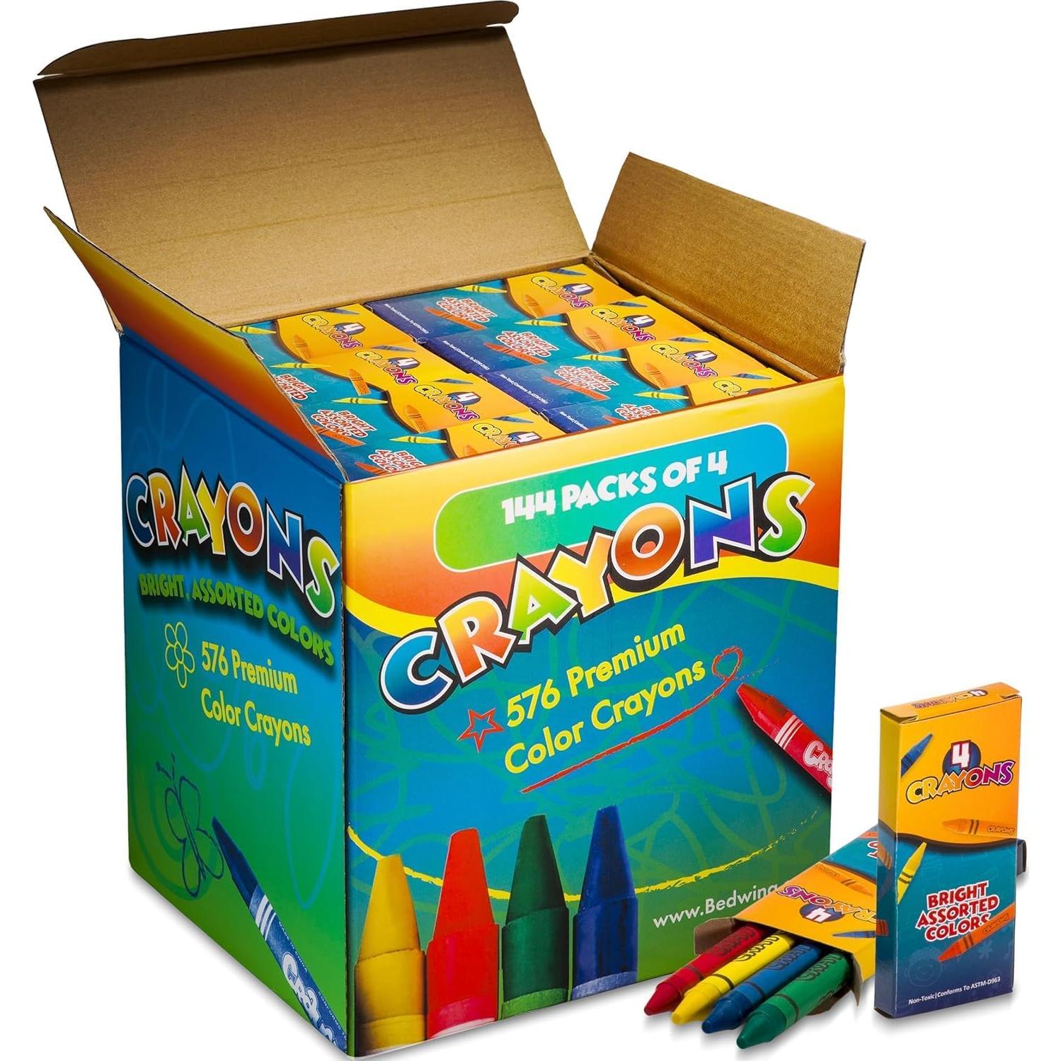 Crayones Bedwina 576 unidades - 144 paquetes de 4 colores