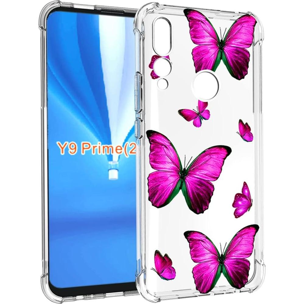 Funda Bumper TPU Huawei Y9 Prime 2019 Mariposa Rosa