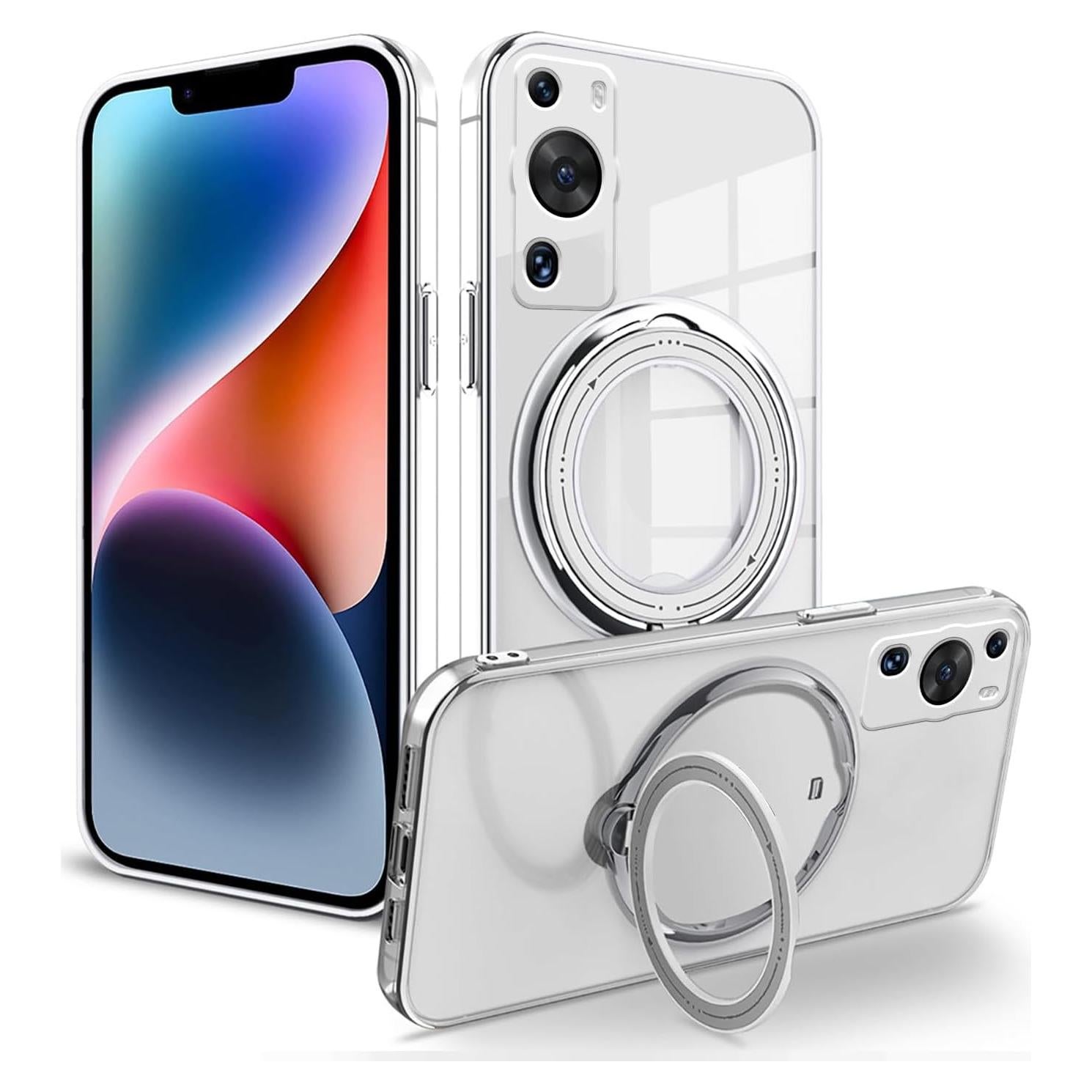 Funda Huawei P60 Pro Silicona Transparente Soporte Magnético