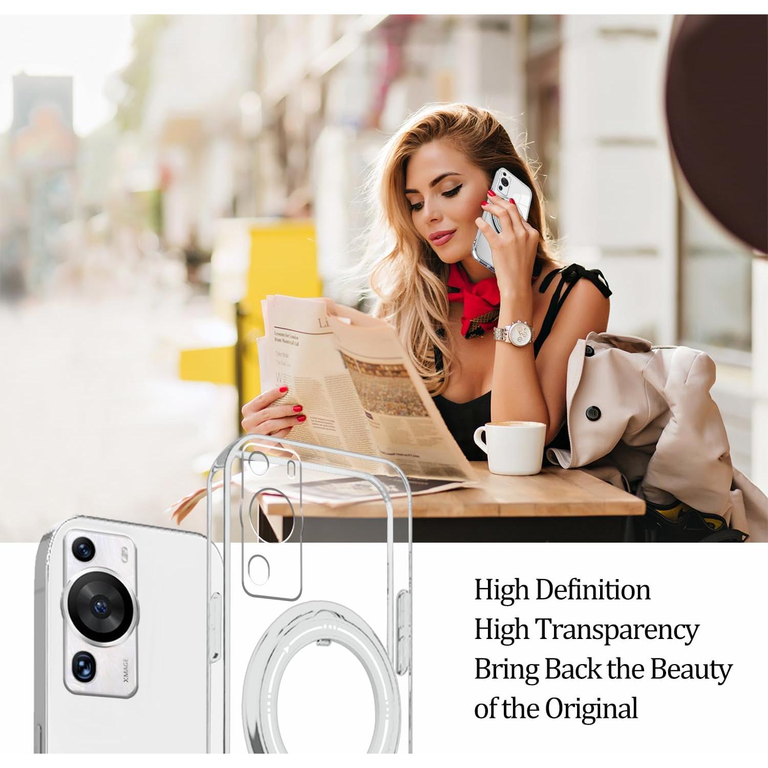 Funda Huawei P60 Pro Silicona Transparente Soporte Magnético