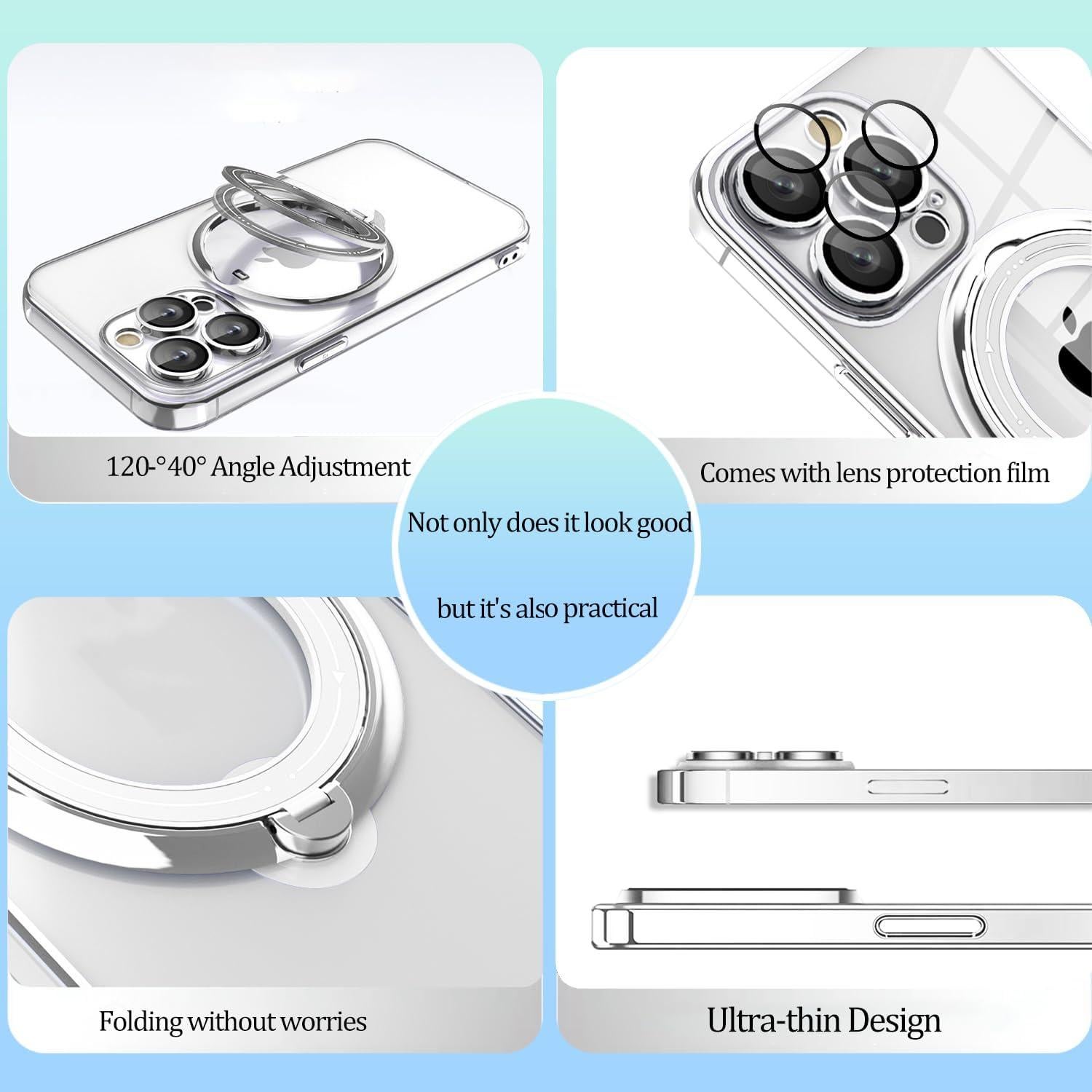 Funda Huawei P60 Pro Silicona Transparente Soporte Magnético