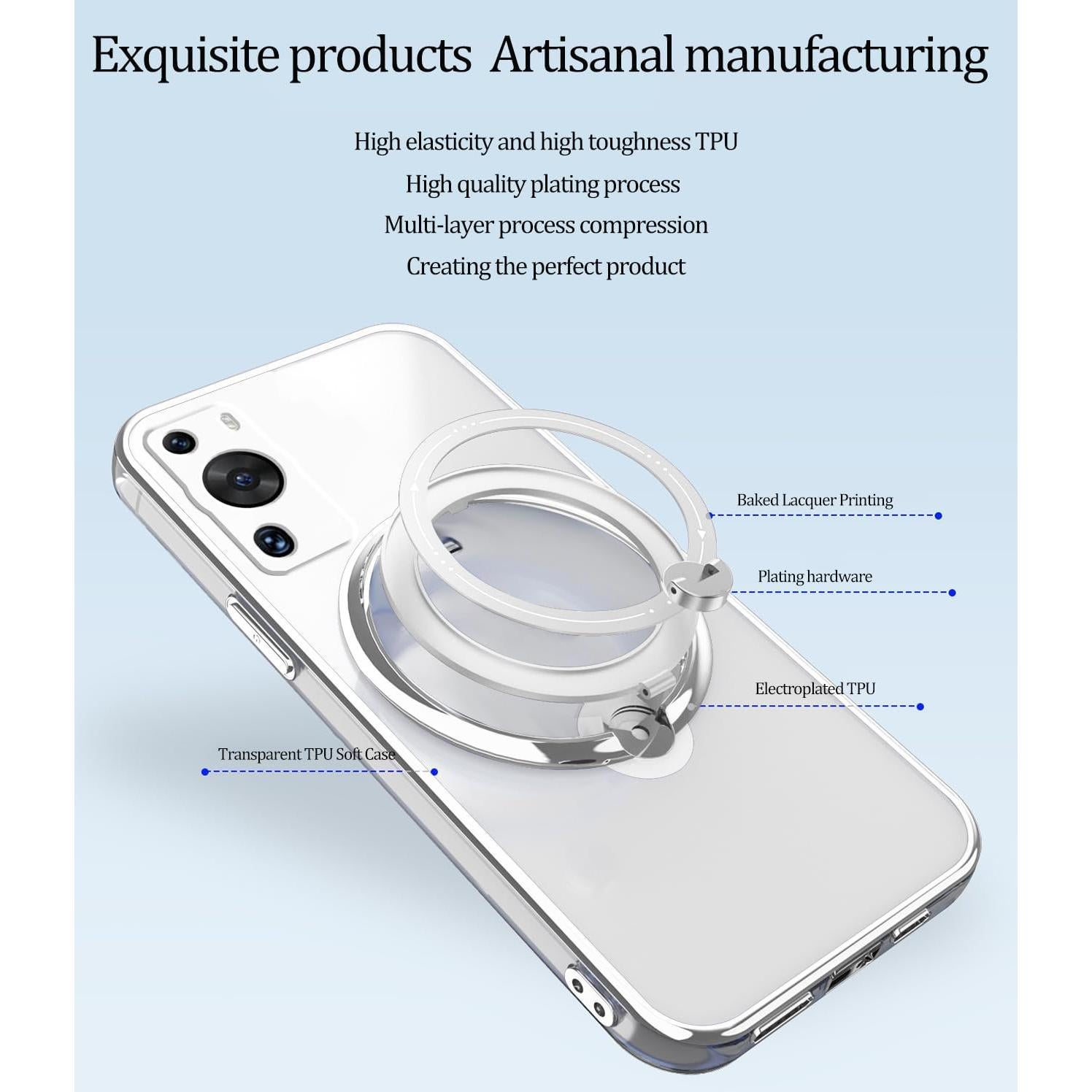 Funda Huawei P60 Pro Silicona Transparente Soporte Magnético