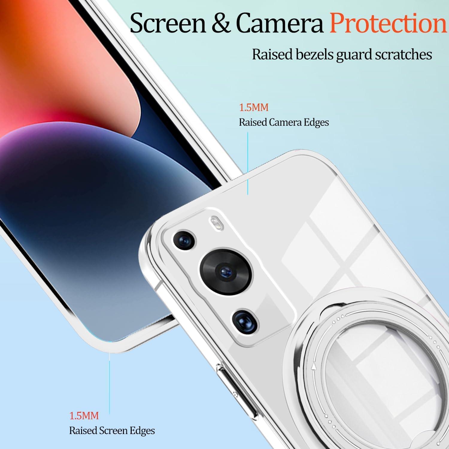 Funda Huawei P60 Pro Silicona Transparente Soporte Magnético