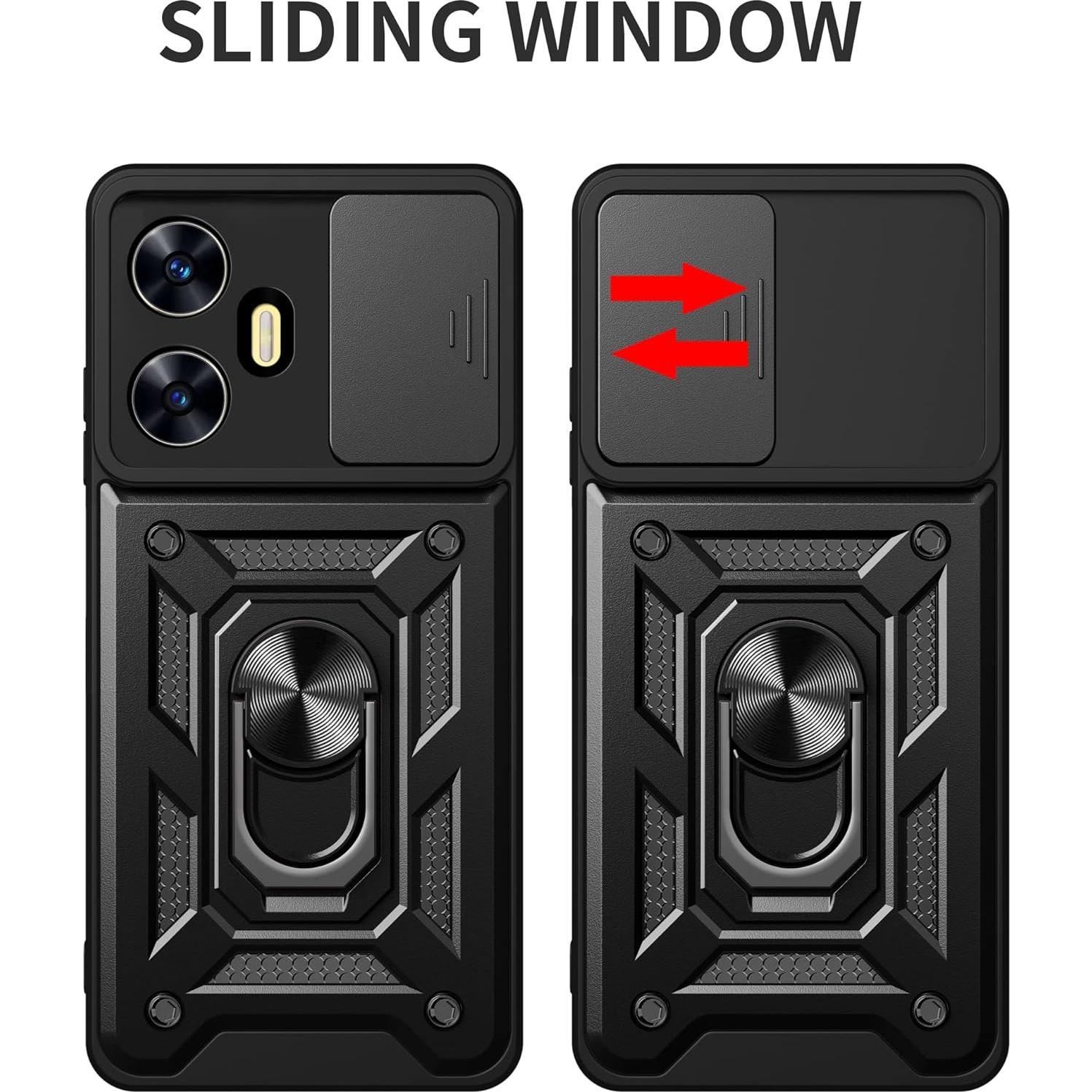 Funda ZMONE para Realme C55 con protector de pantalla - Negro