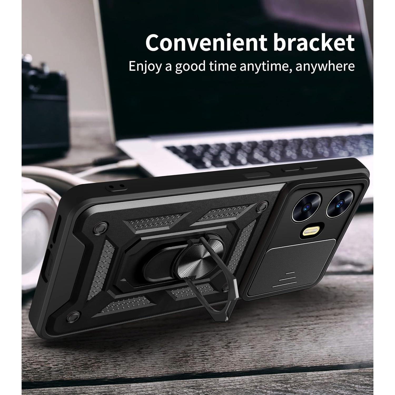 Funda ZMONE para Realme C55 con protector de pantalla - Negro