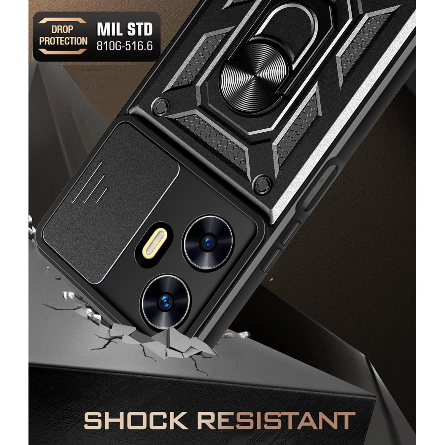 Funda ZMONE para Realme C55 con protector de pantalla - Negro