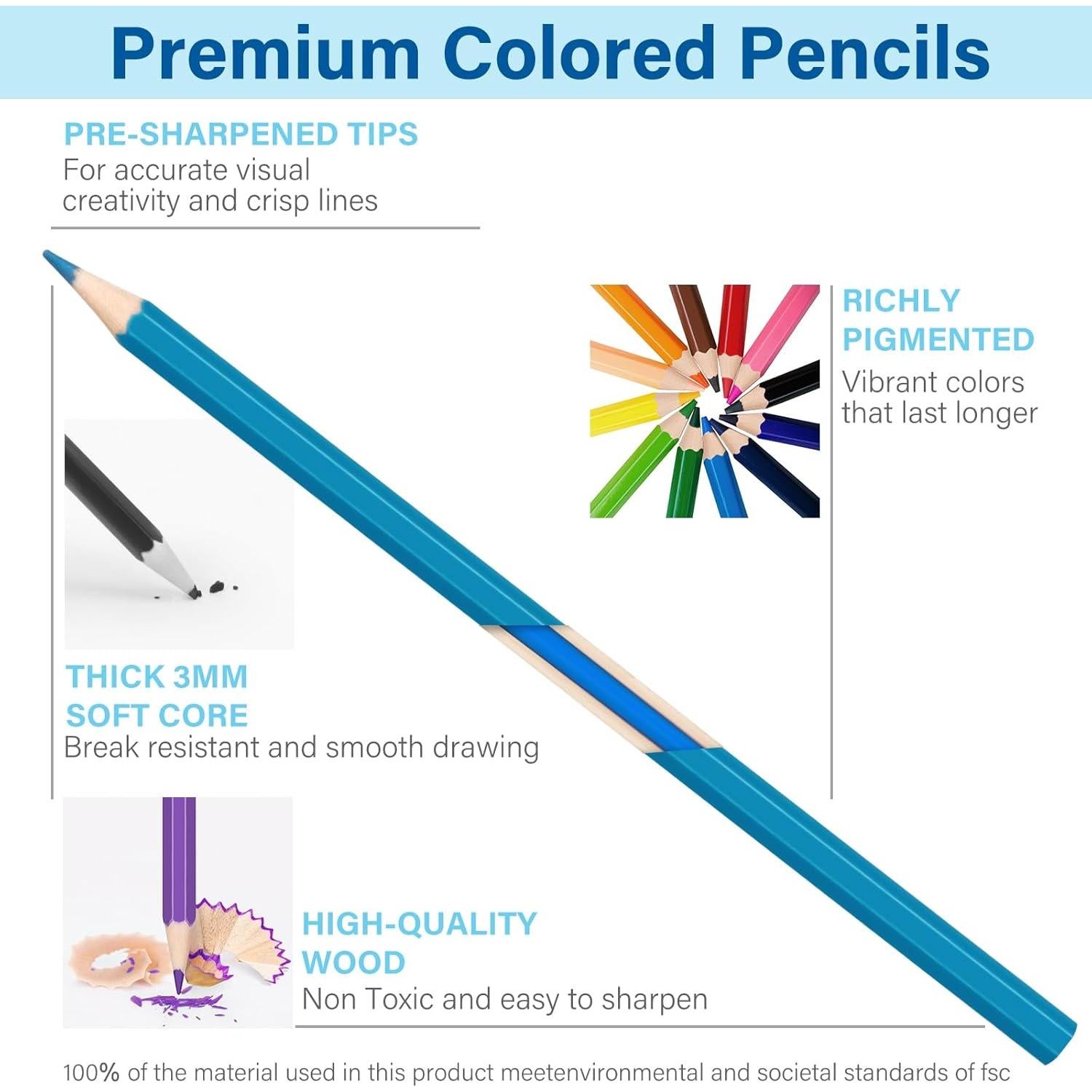 Juego de Lápices de Colores BAODLON 48 Colores Pre-afilados