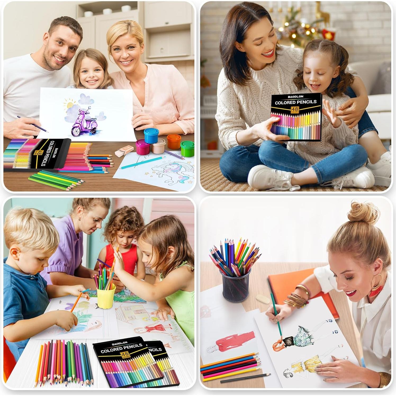 Juego de Lápices de Colores BAODLON 48 Colores Pre-afilados