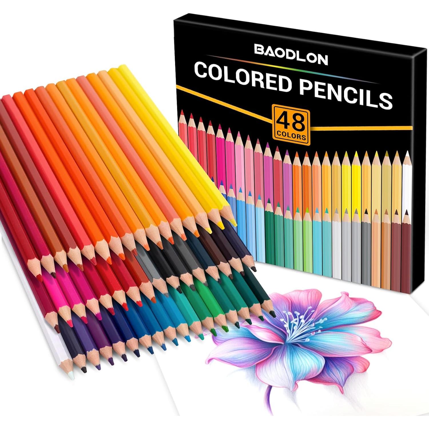 Juego de Lápices de Colores BAODLON 48 Colores Pre-afilados