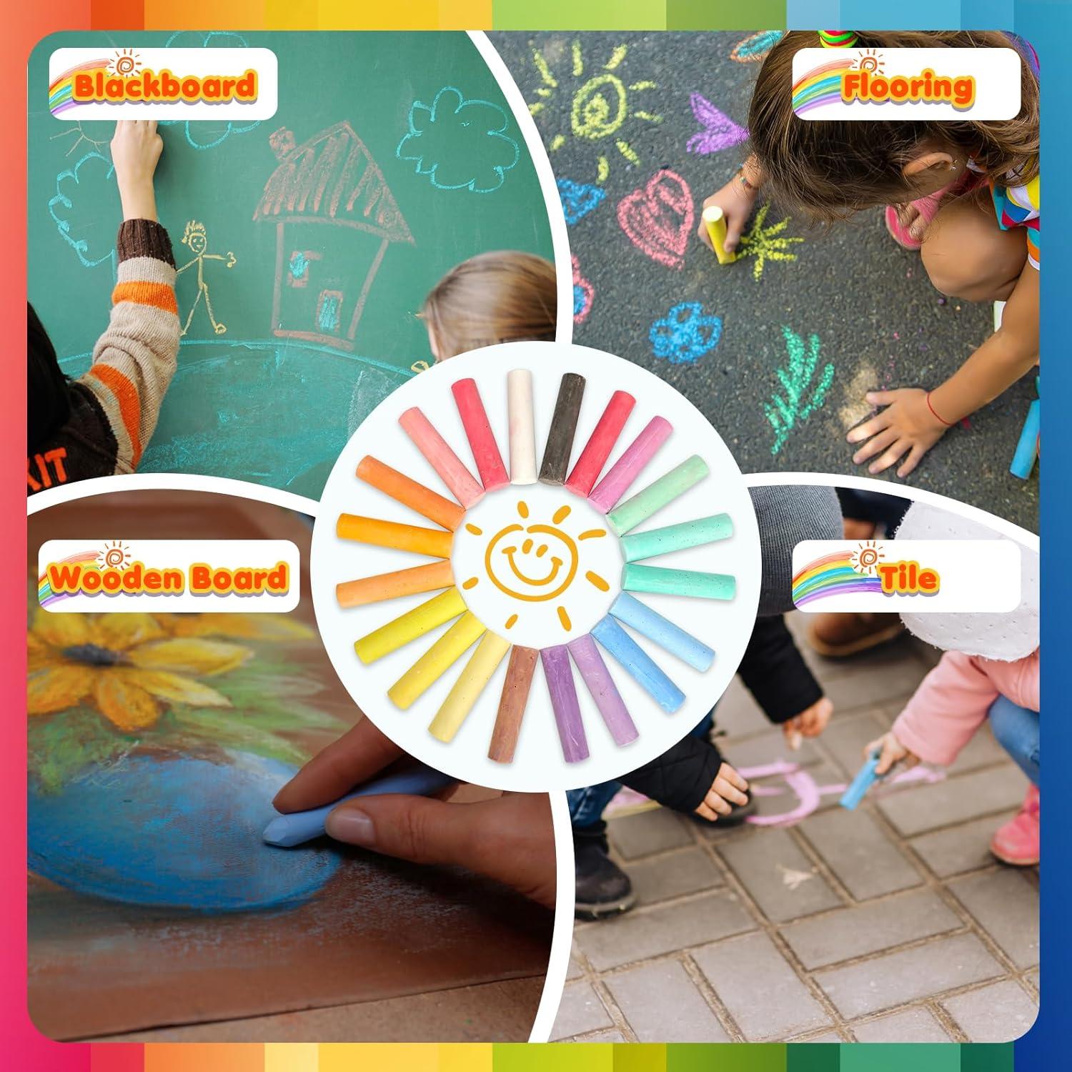 Juego de 200 Tizas de Acera Lavables PEQUEÑO PEZ Multicolor