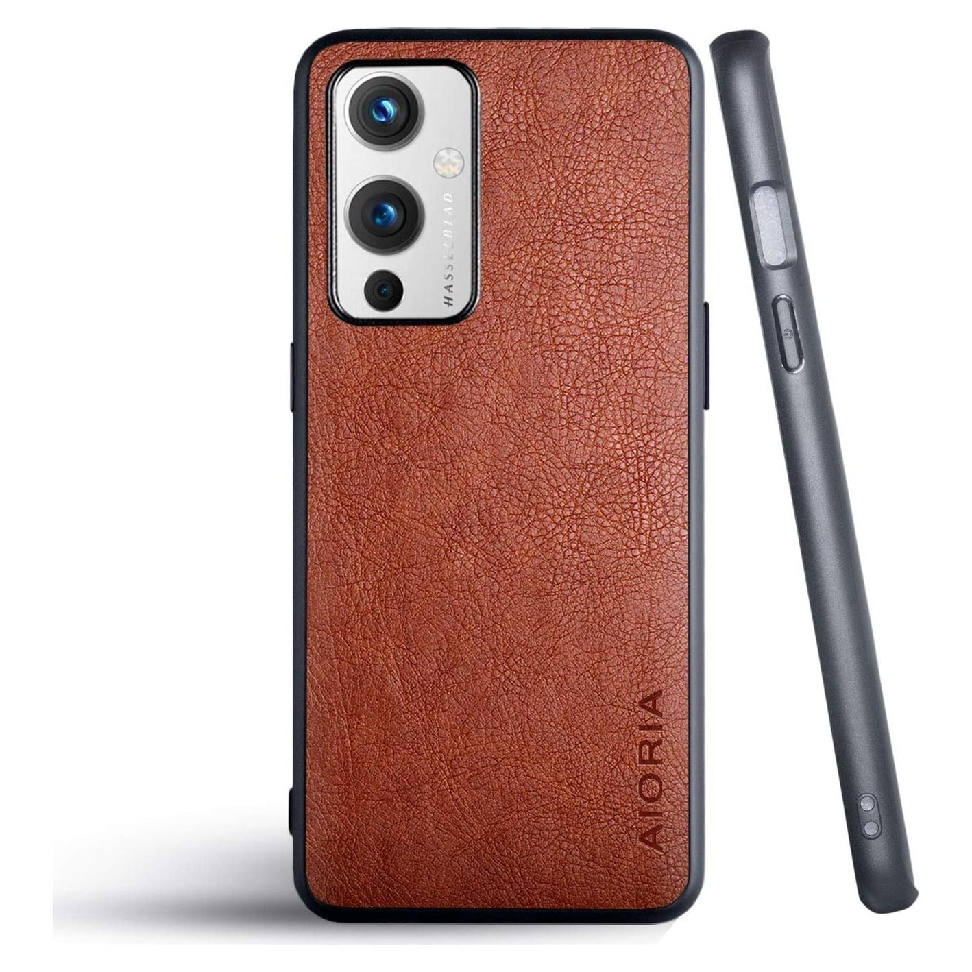 for Oneplus 9 Case,Premium PU Leather Cover Retro Business Design Full Protective case for oneplus 9 (Brown)
