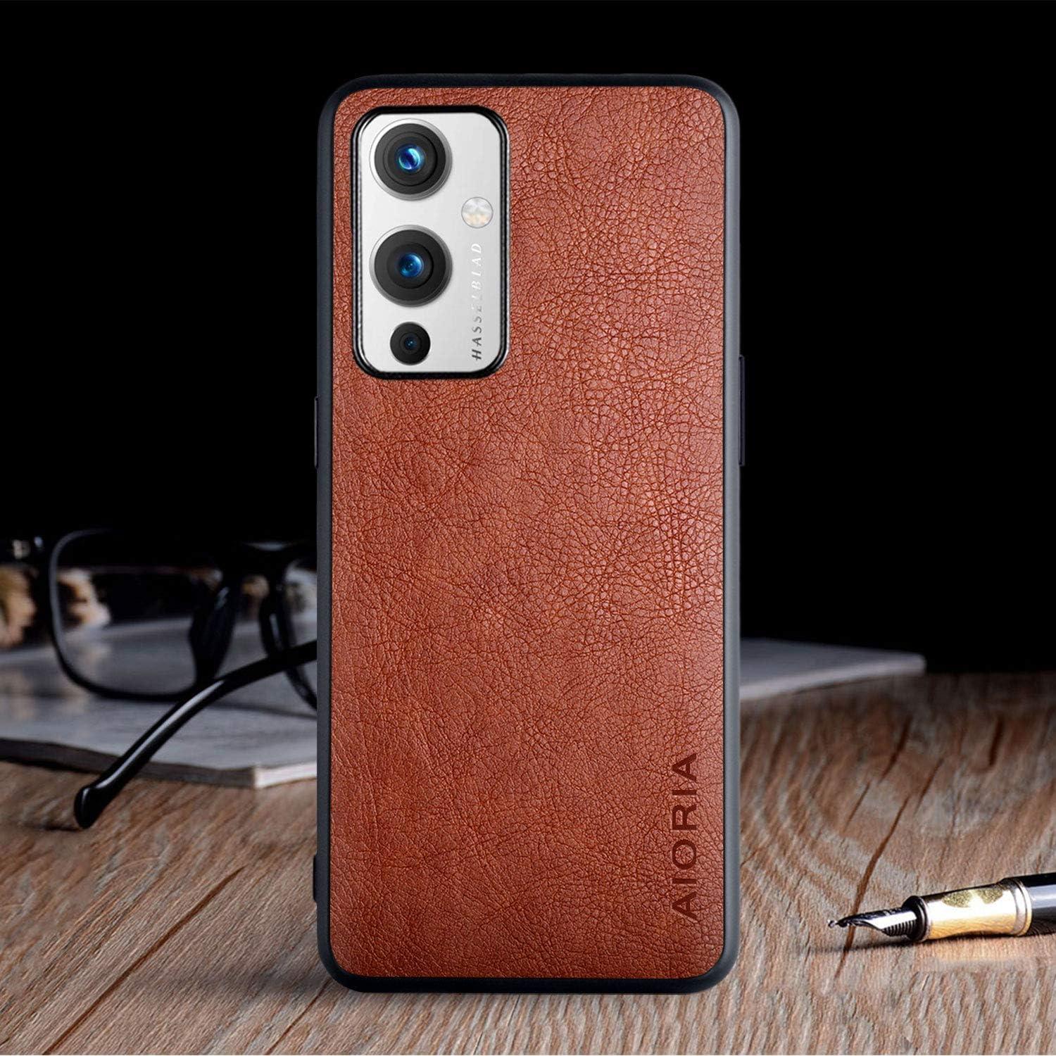 for Oneplus 9 Case,Premium PU Leather Cover Retro Business Design Full Protective case for oneplus 9 (Brown)