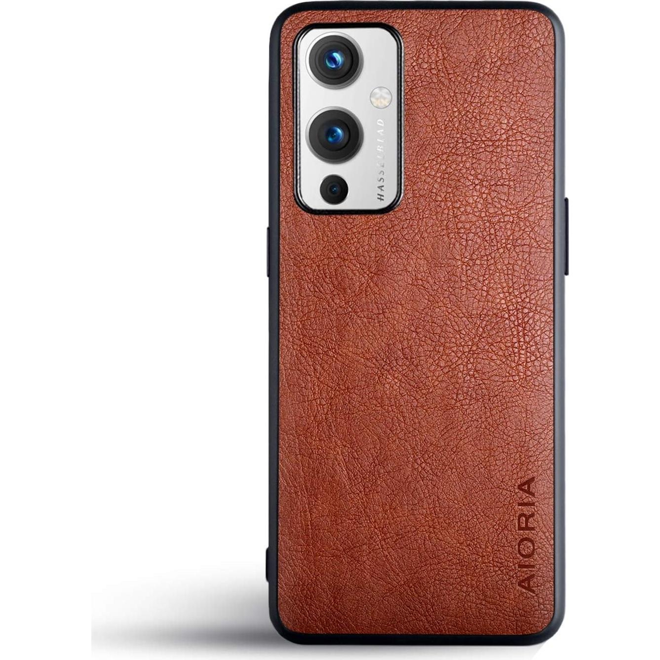 for Oneplus 9 Case,Premium PU Leather Cover Retro Business Design Full Protective case for oneplus 9 (Brown)