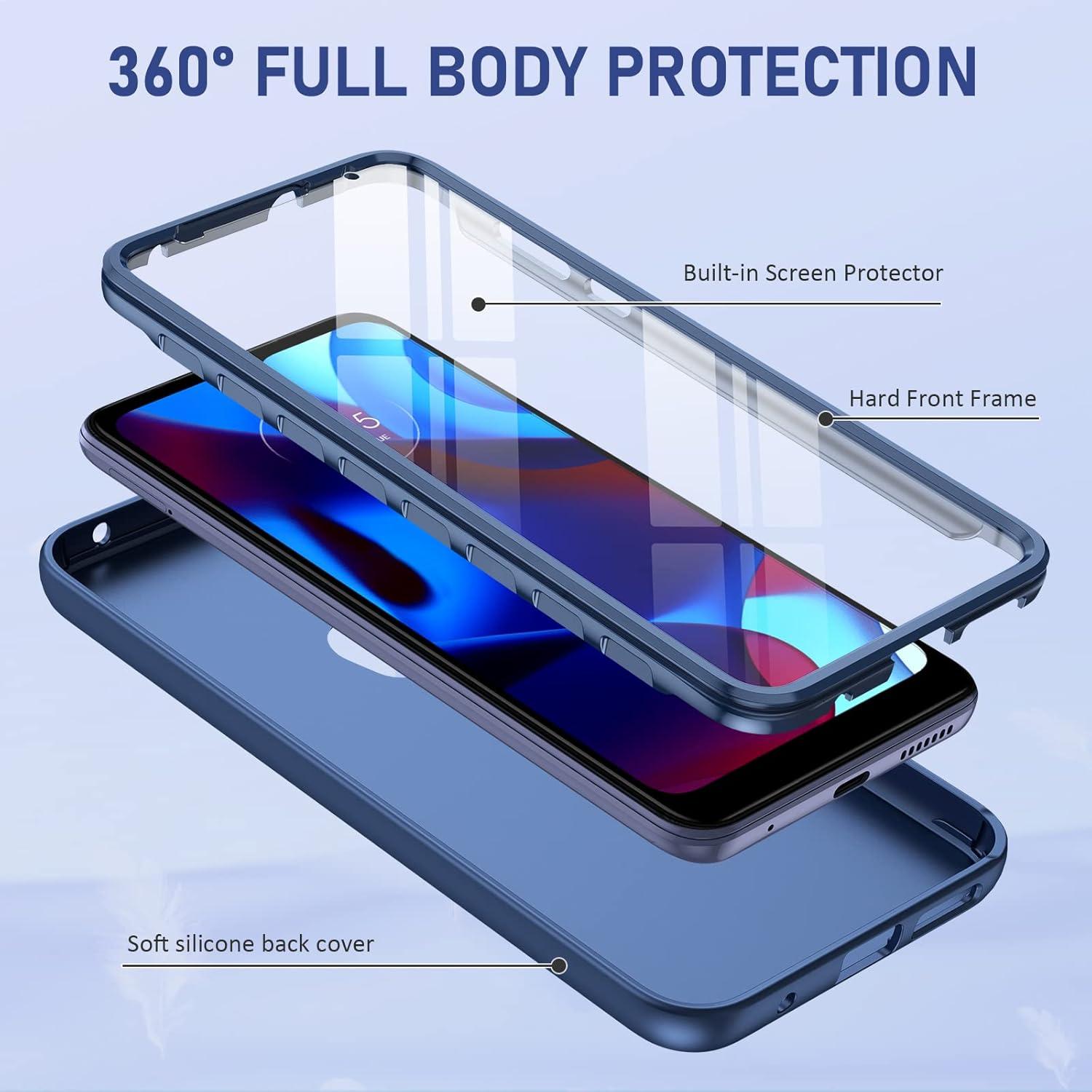 Funda PUJUE para Motorola Moto G Pure/G Play 2023/G Power 2022 - Protección Completa Antichoque Azul