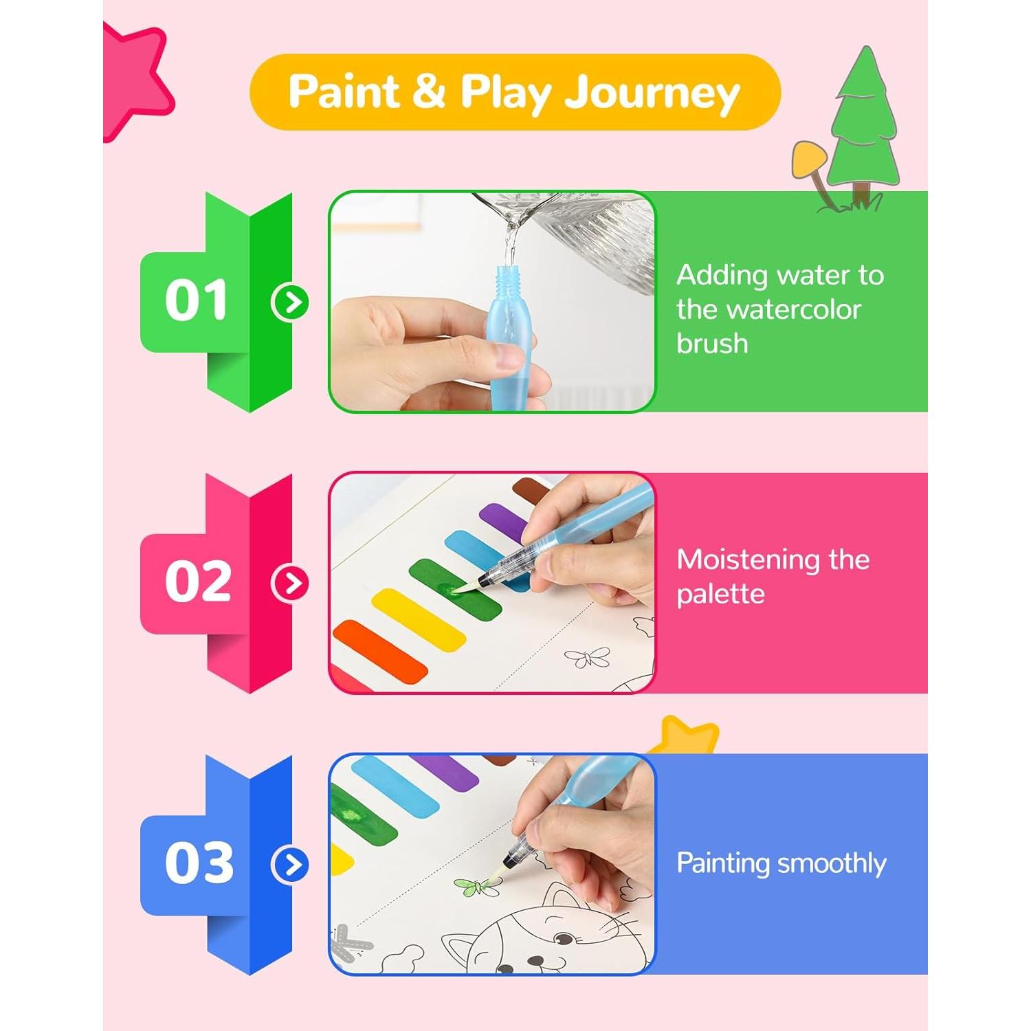 Libro de Pintura Acuarela TECJOE para Niños 1 Cuenta