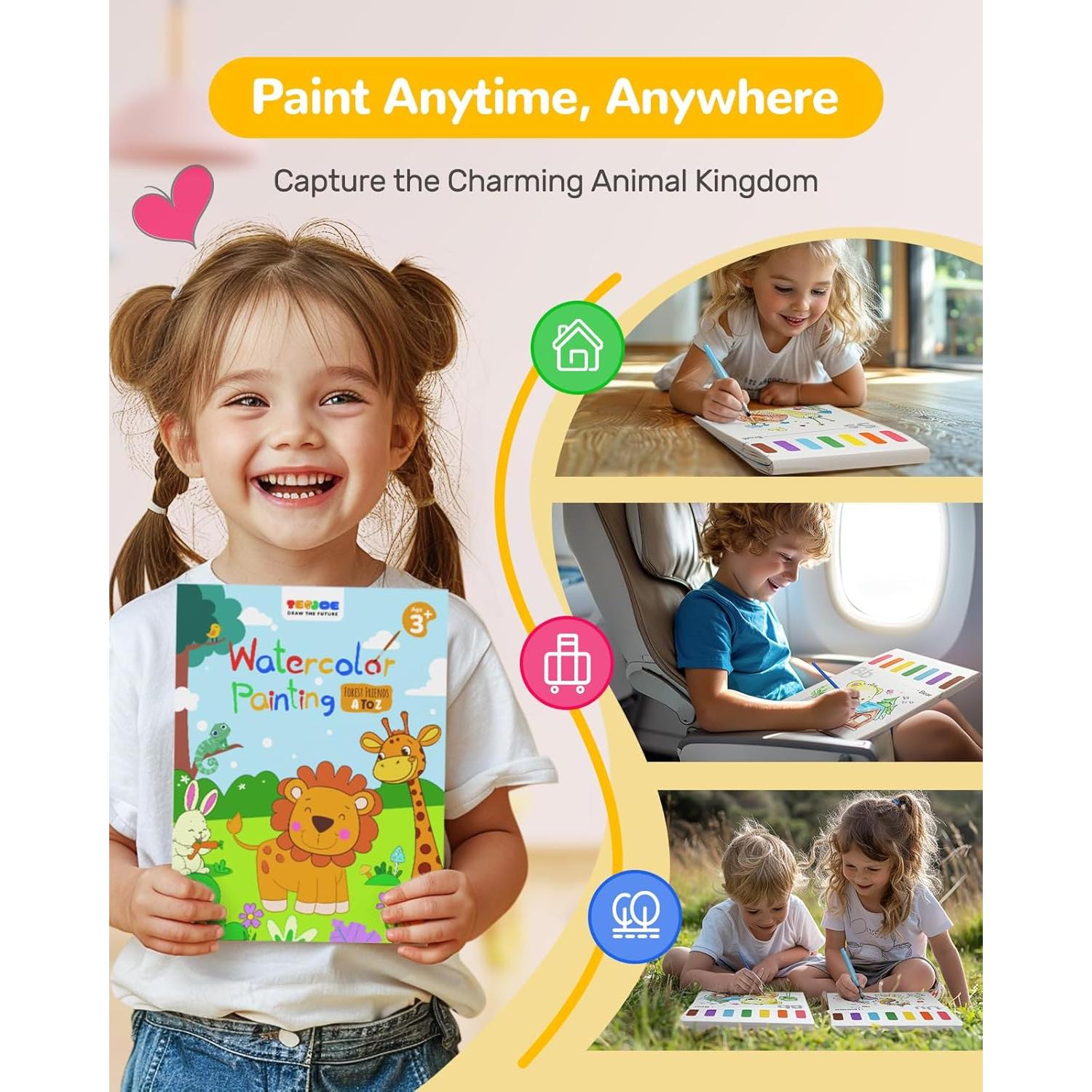 Libro de Pintura Acuarela TECJOE para Niños 1 Cuenta