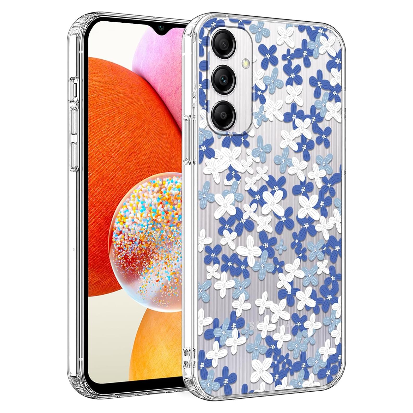 Funda Floral Transparente para Samsung Galaxy A14 5G - Azul