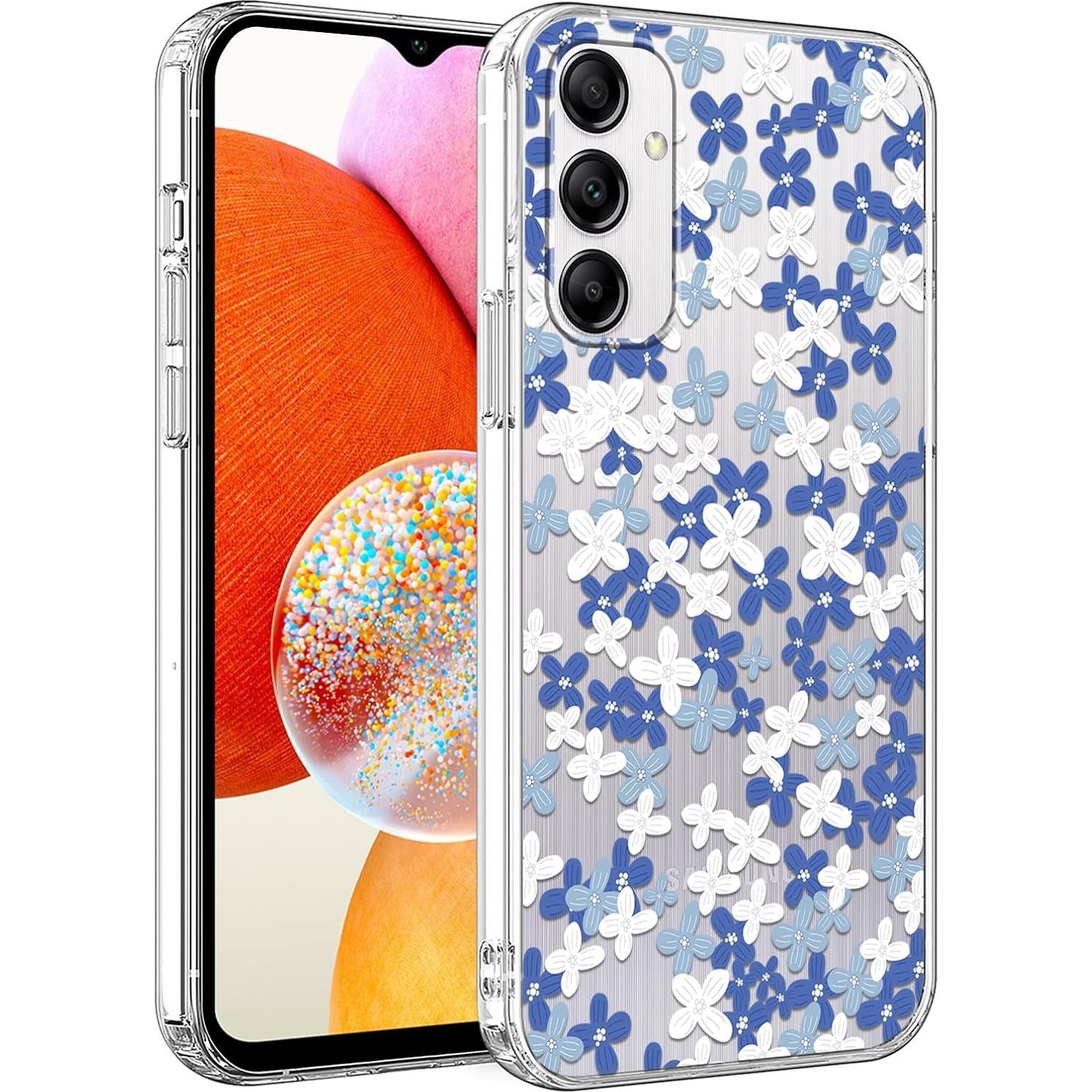 Funda Floral Transparente para Samsung Galaxy A14 5G - Azul