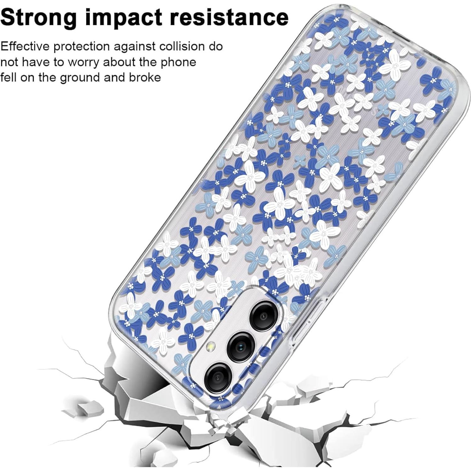 Funda Floral Transparente para Samsung Galaxy A14 5G - Azul