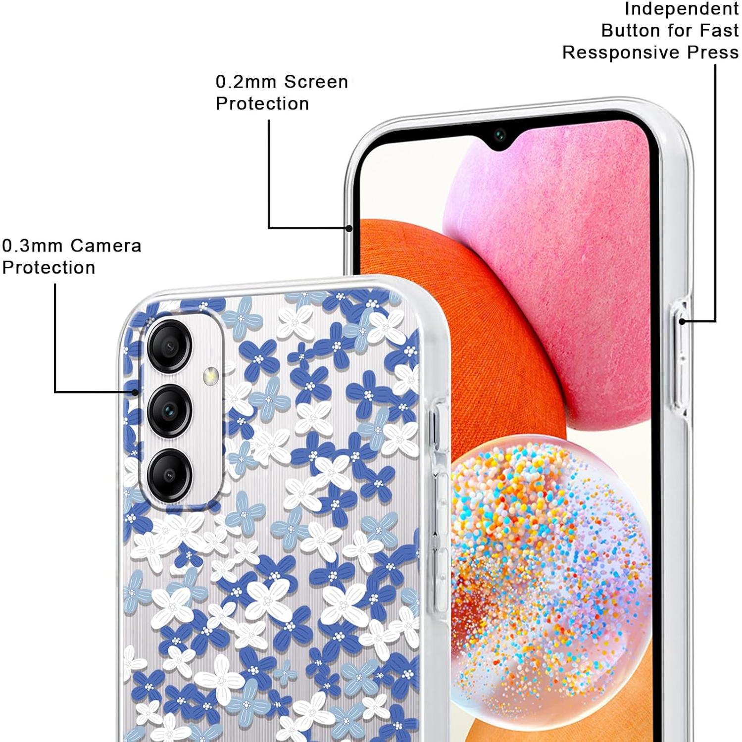 Funda Floral Transparente para Samsung Galaxy A14 5G - Azul