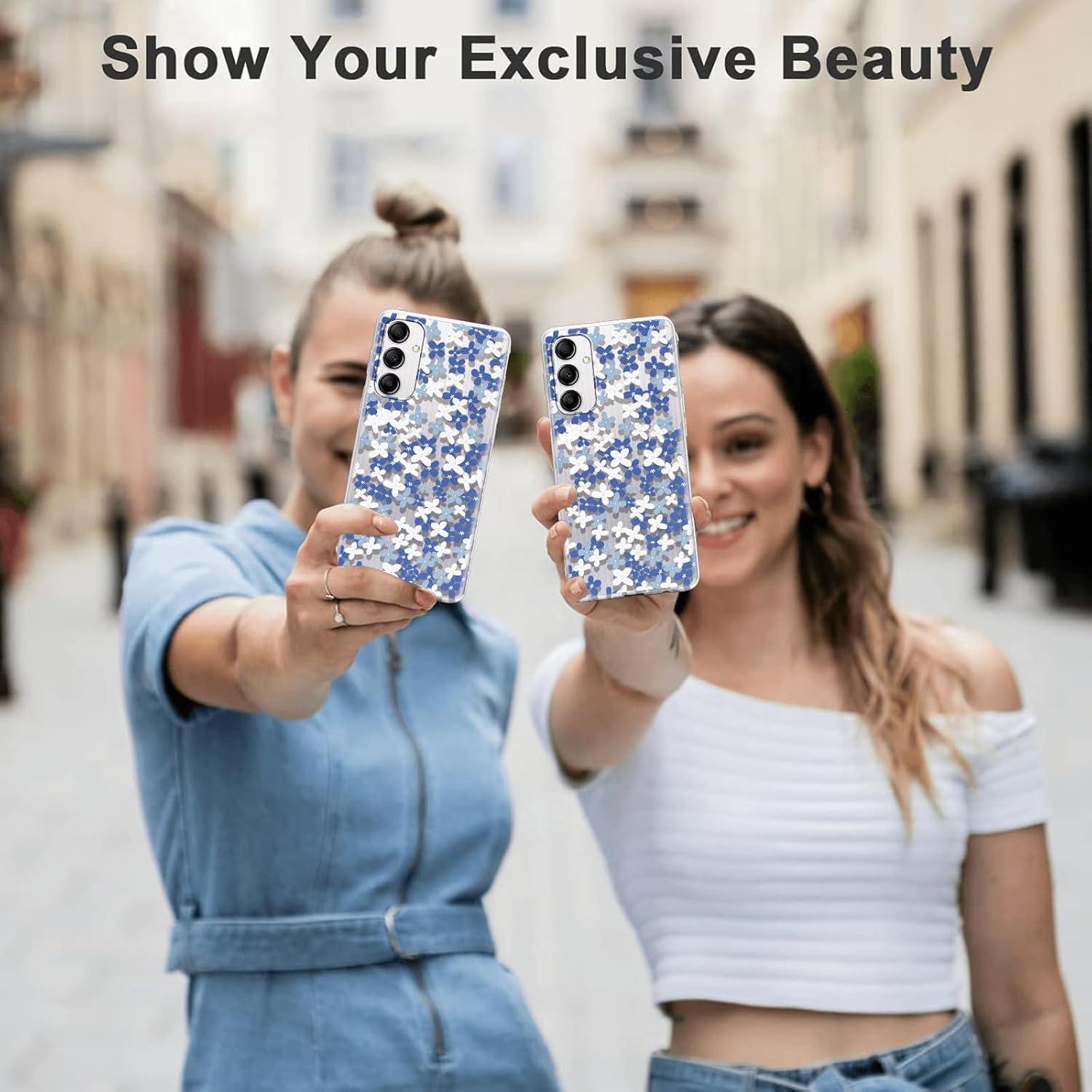 Funda Floral Transparente para Samsung Galaxy A14 5G - Azul
