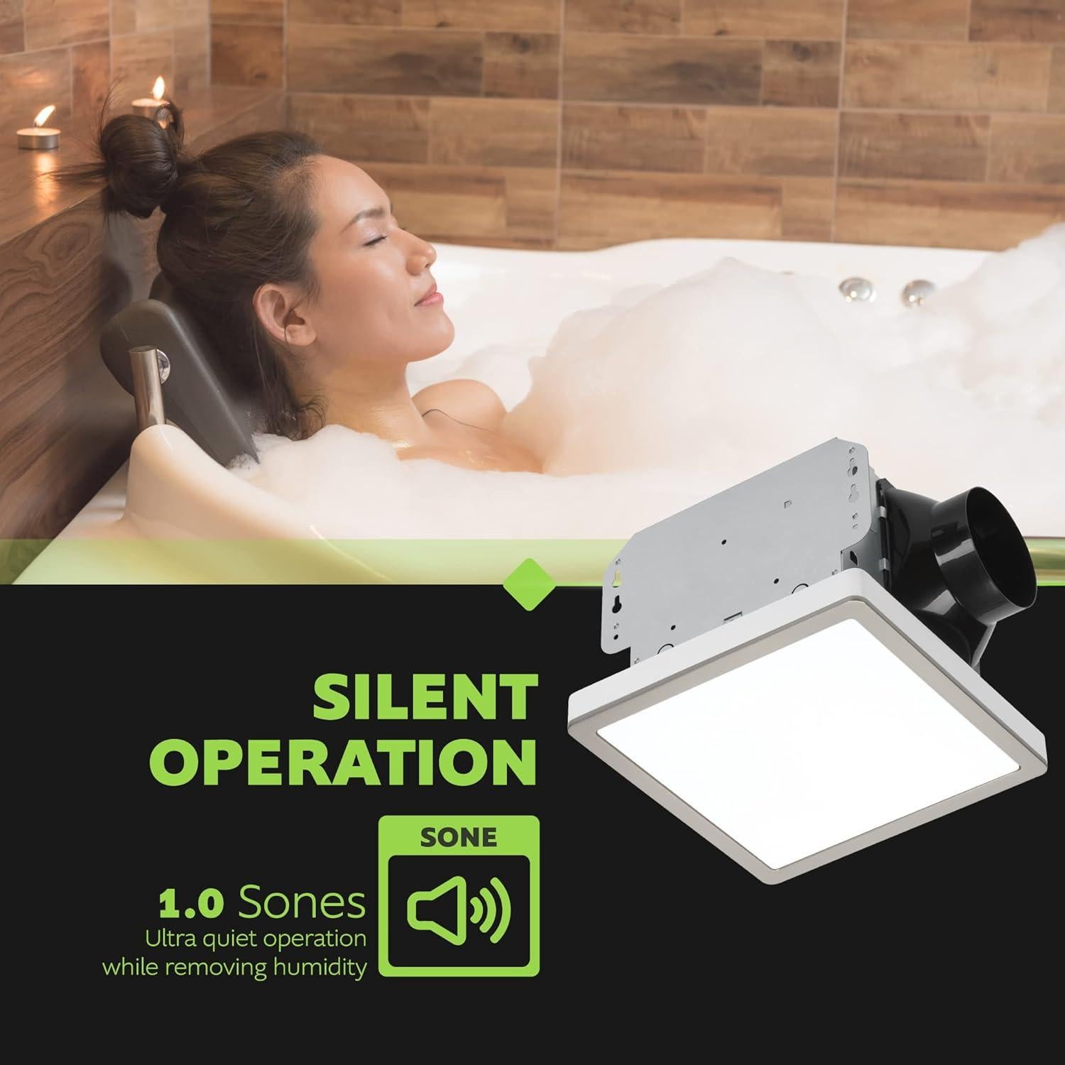 Ventilador de Baño Homewerks 7105-10 con Luz LED 70 CFM